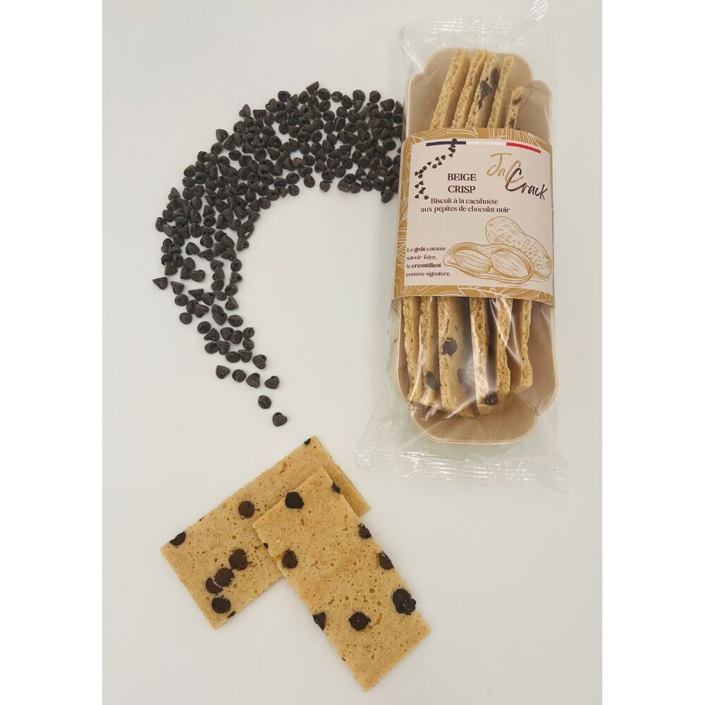 Beige Crisp: Galletas crujientes de cacahuete con pepitas de chocolate negro - 70 g