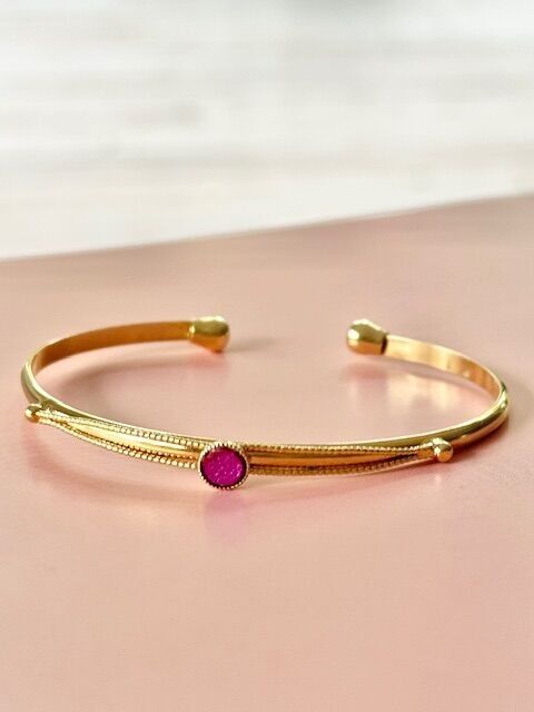 Brazalete Mathilde de oro y cuero