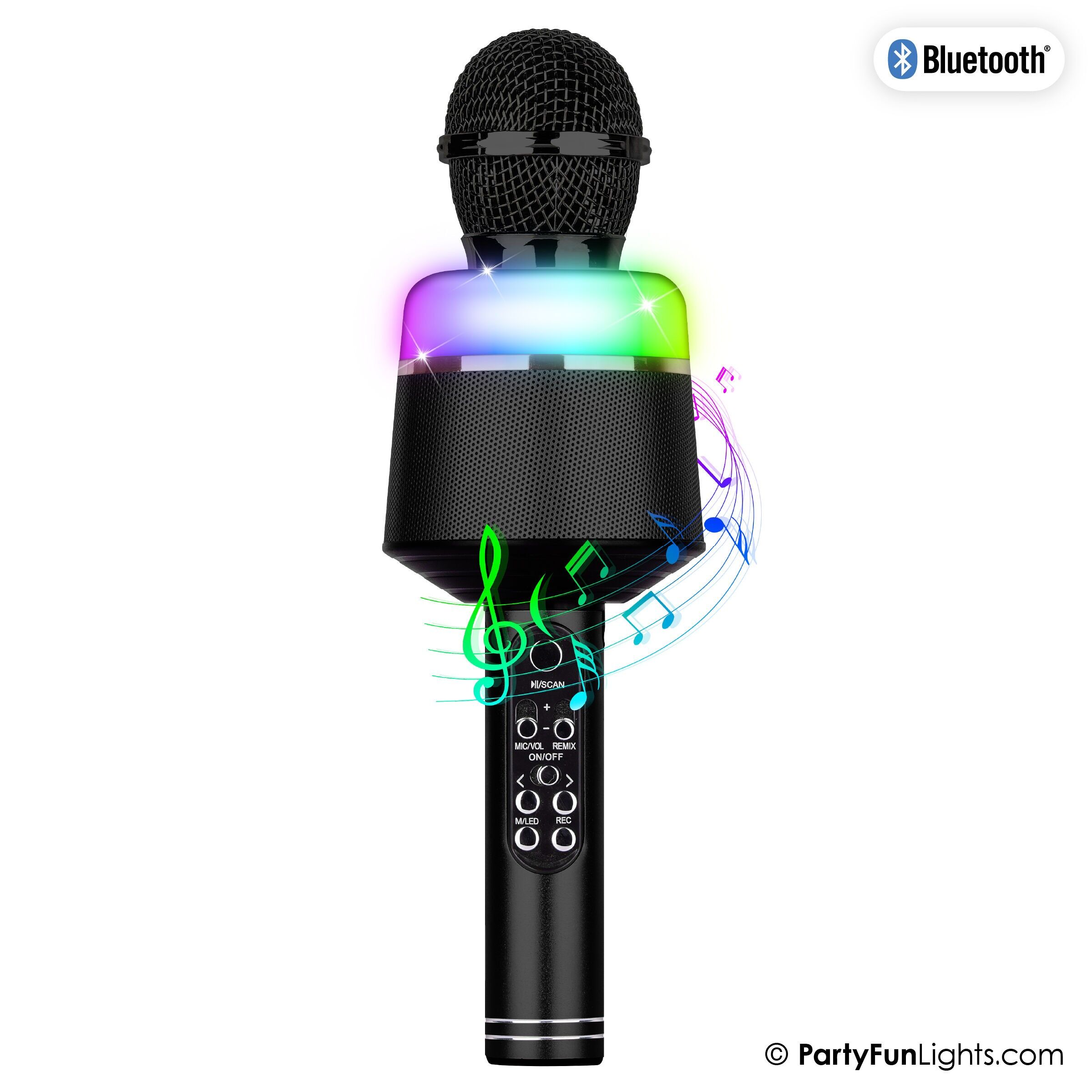Karaoke Microphone Bluetooth - Black - Karaoke Set - For Children and Adults - Wireless - Echo - With Speaker - LED Light