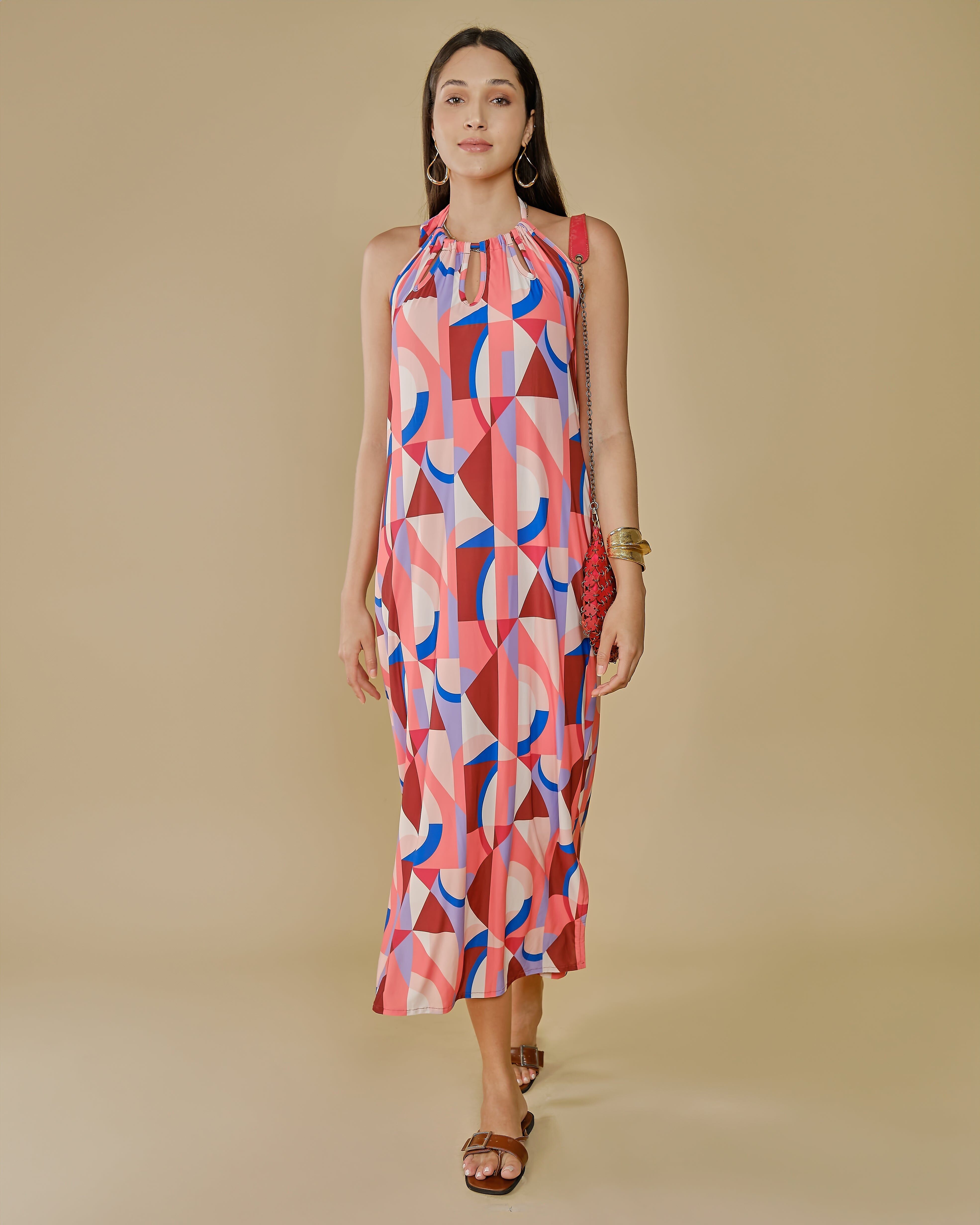 Robe longue dos nu imprimé Vassy - Bomani