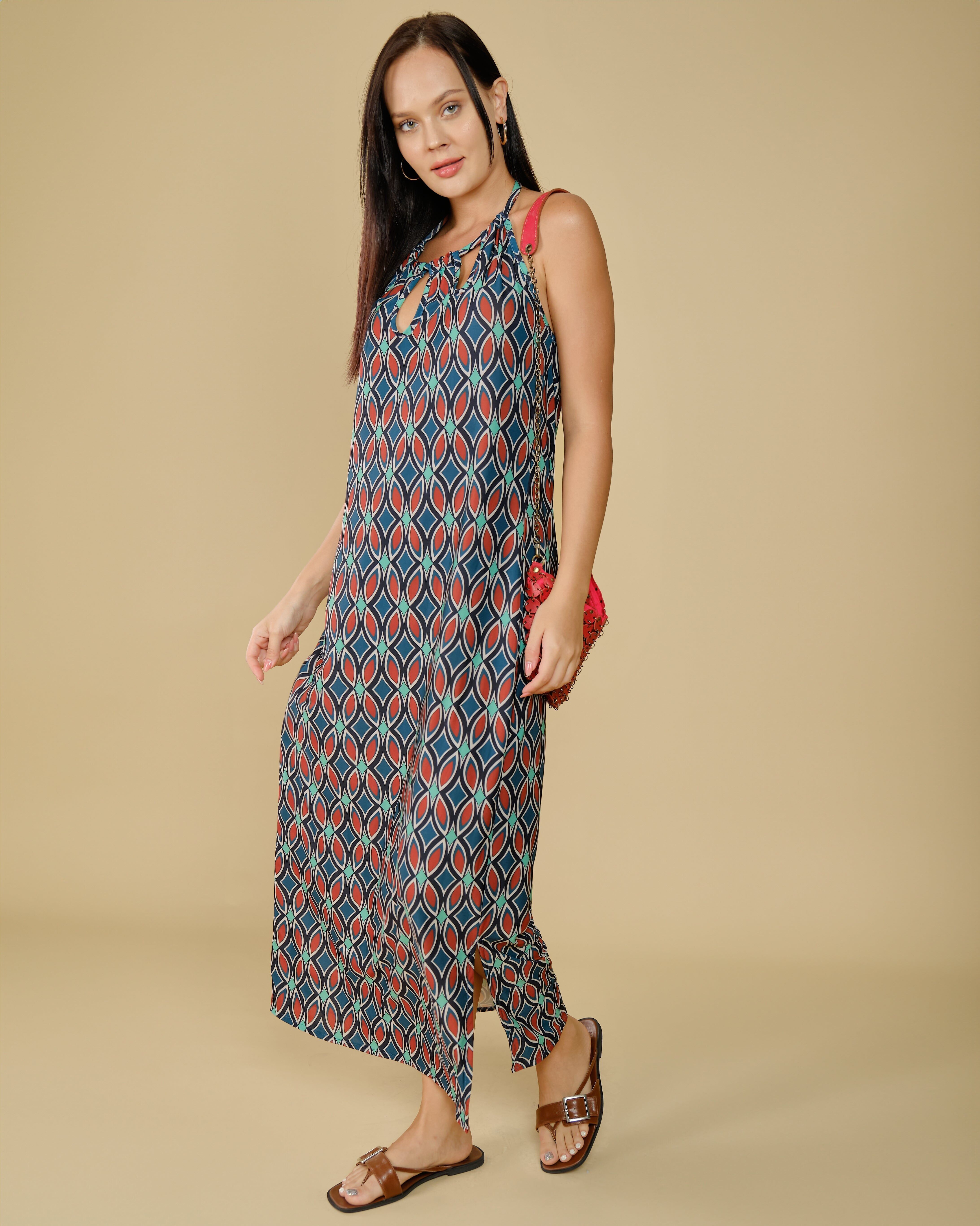 Robe longue dos nu imprimé Mimi - Bomani