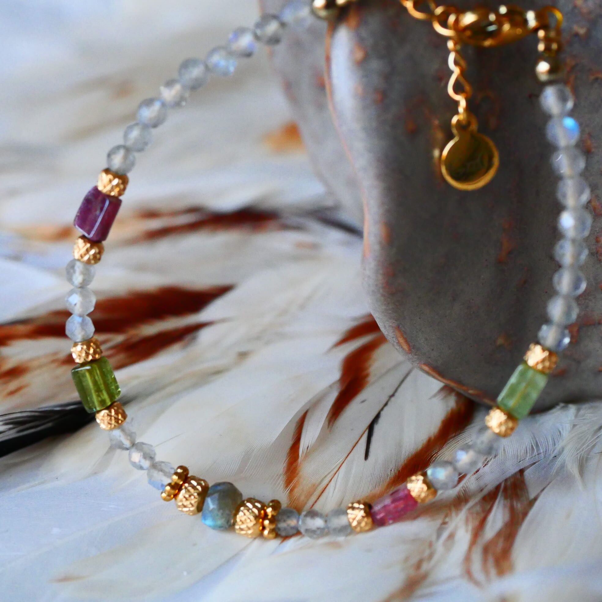 Bracciale Jyotish - Tormaline Labradorite Multicolori