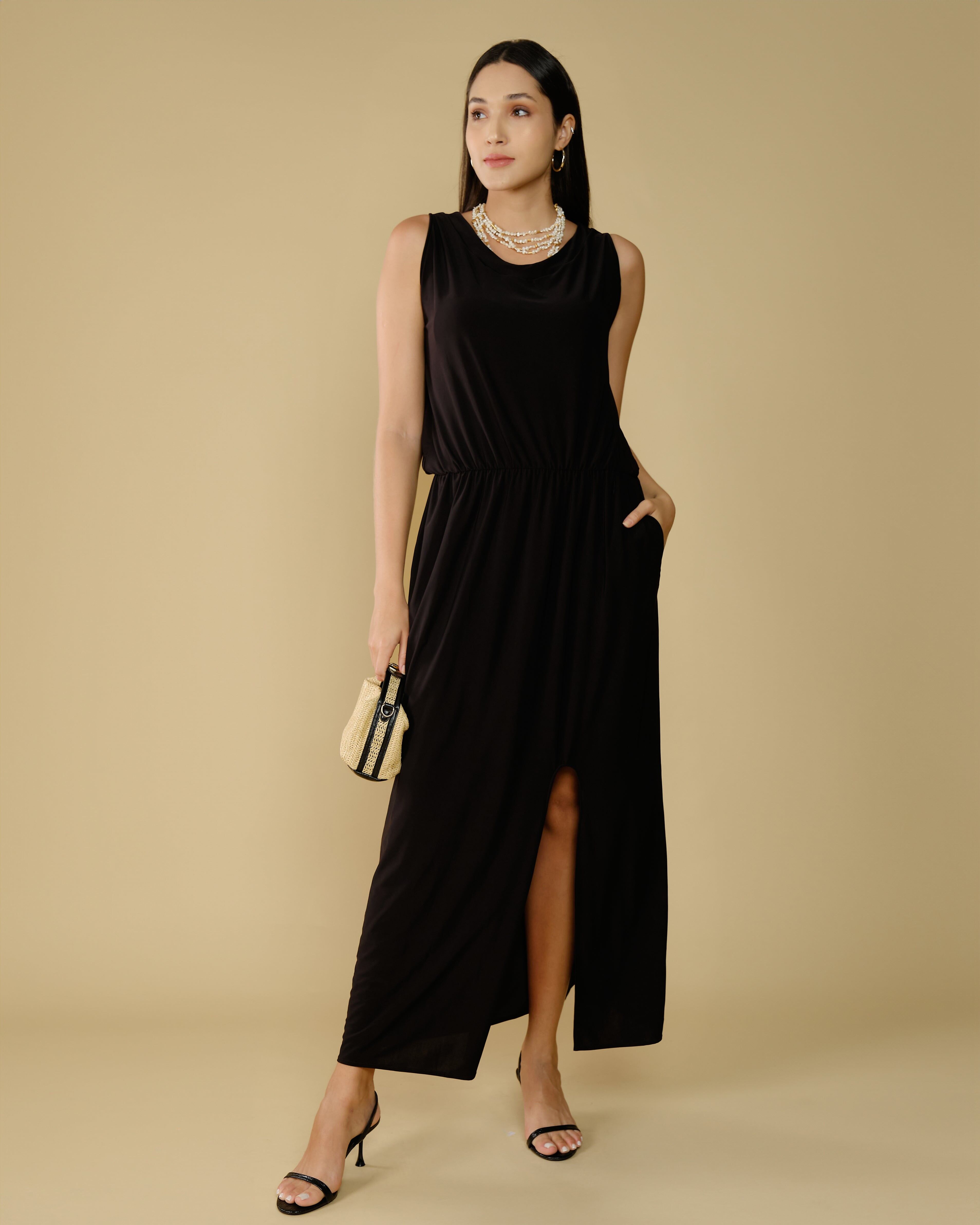 Robe longue sans manches noire - Baqi