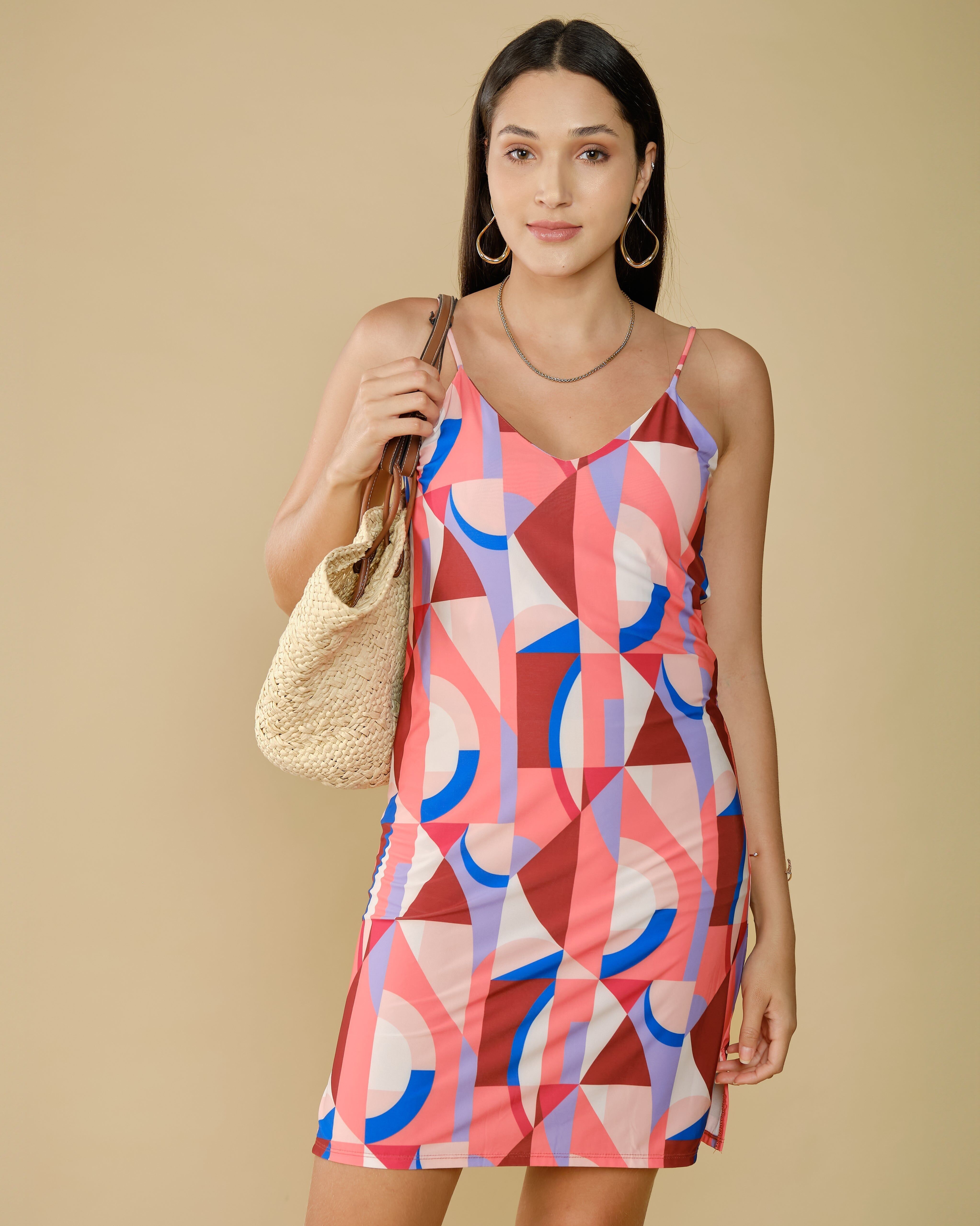 Robe courte à bretelles imprimé Vassy - Abelia