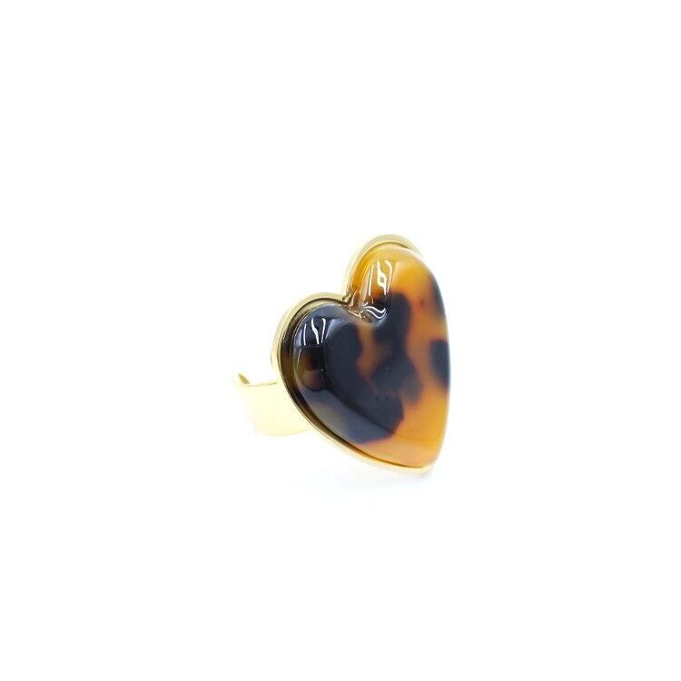 Anello a forma di cuore leopardato