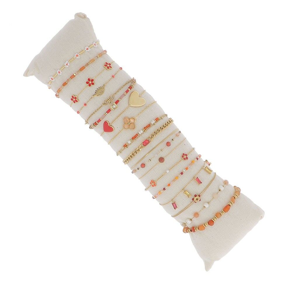 Set di 17 bracciali in acciaio inossidabile - rosso e oro misti - espositore gratuito