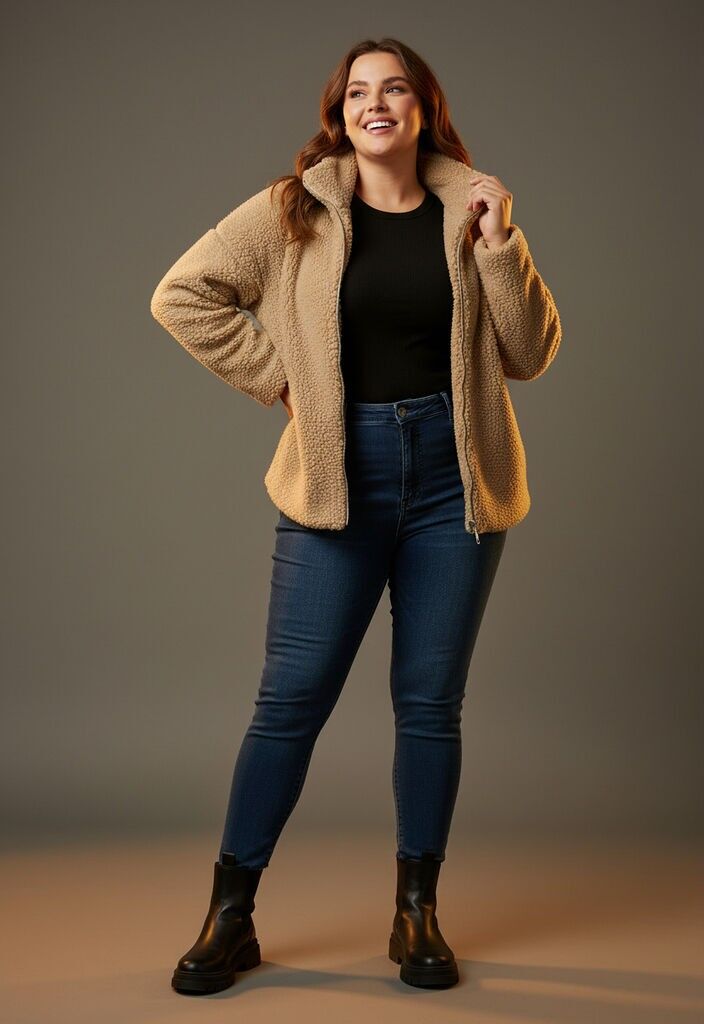 Veste polaire beige grande taille (T5763)