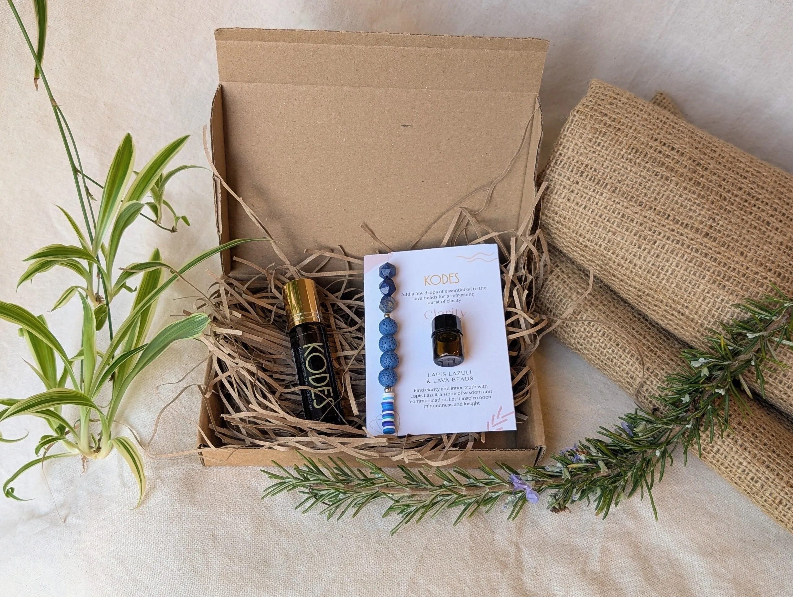 Lapis Lazuli & Lava Beads Aromatherapy Diffuser Bracelet & Essential Oil Roller Gift Set