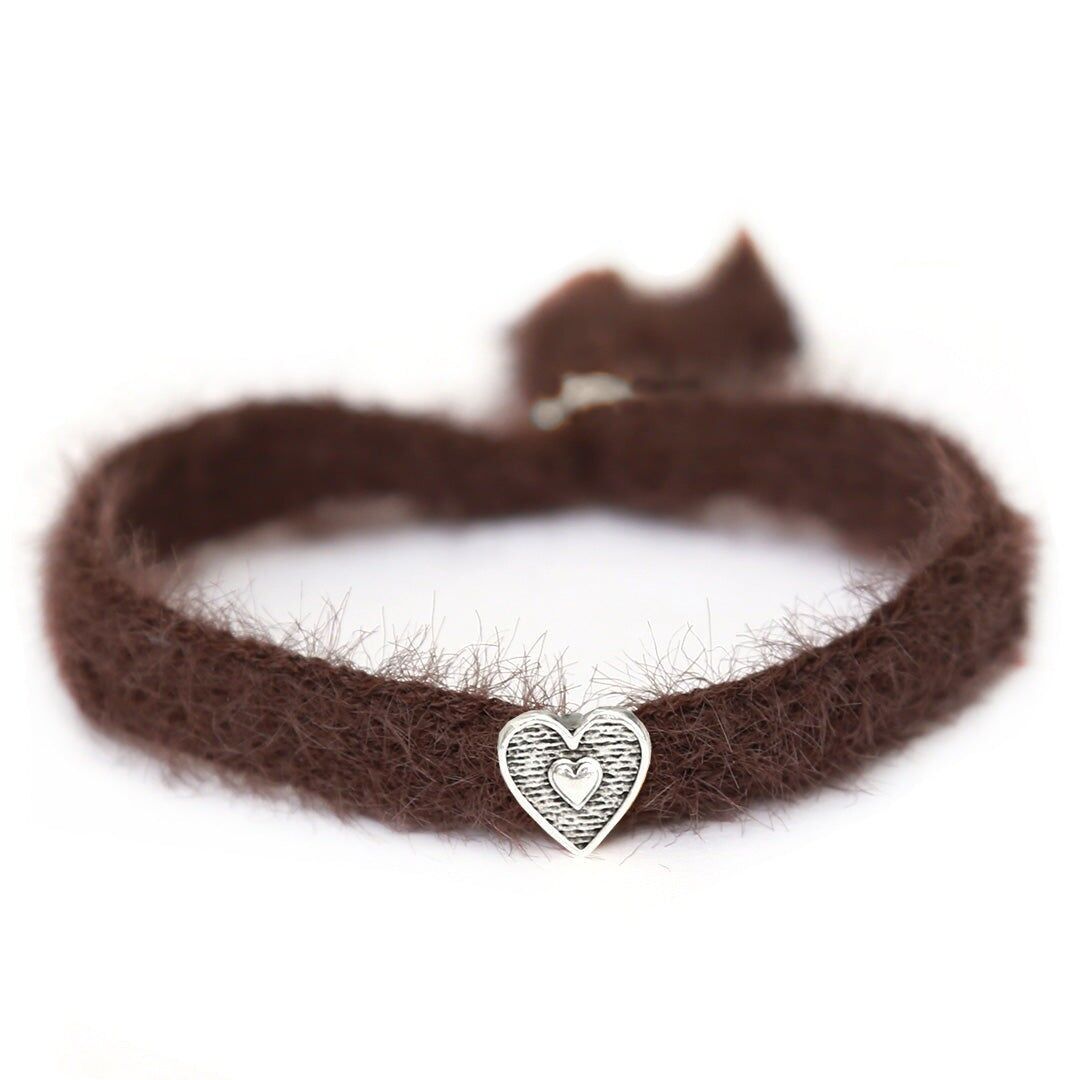 Armband flauschig braun silber