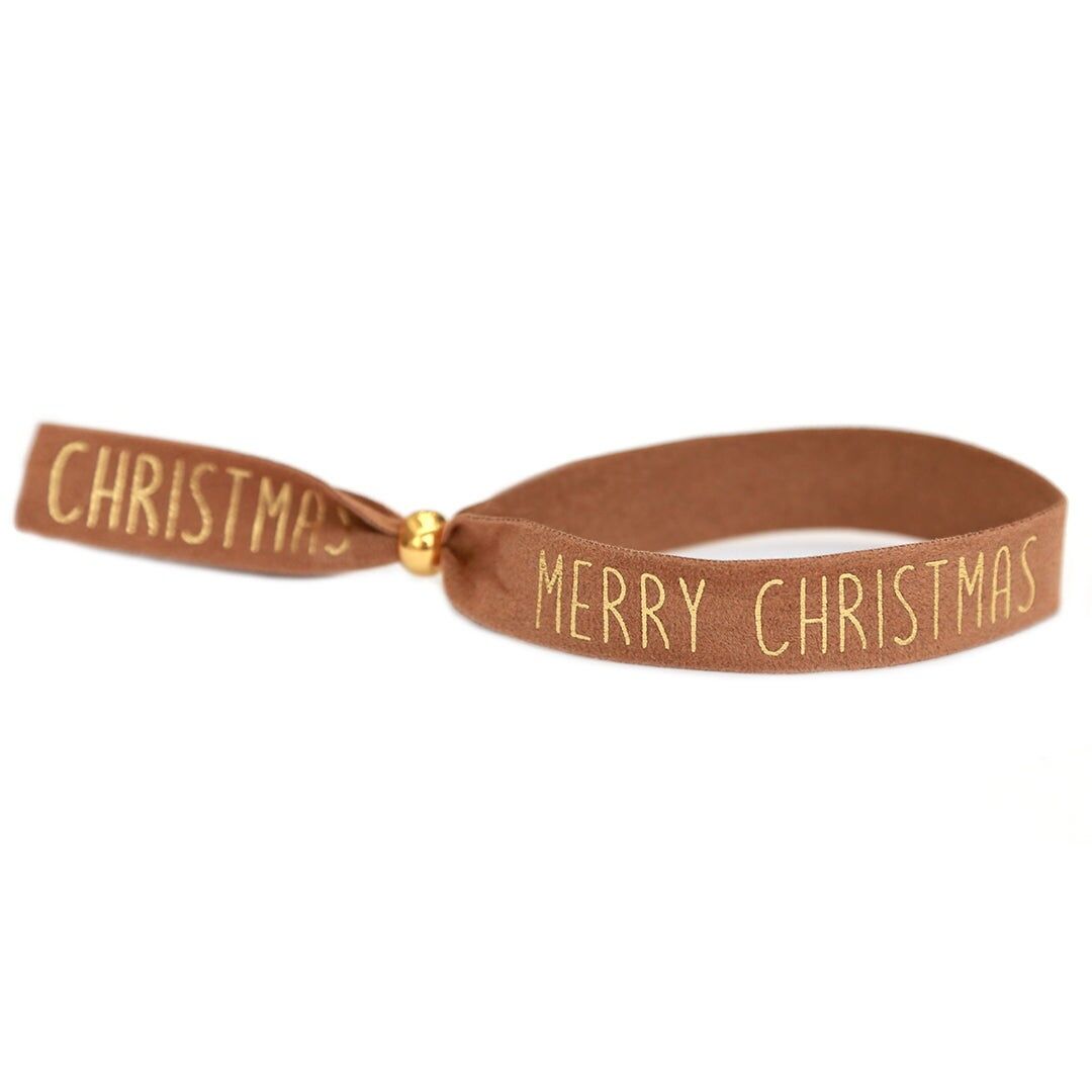 Wildlederarmband Merry Christmas braun