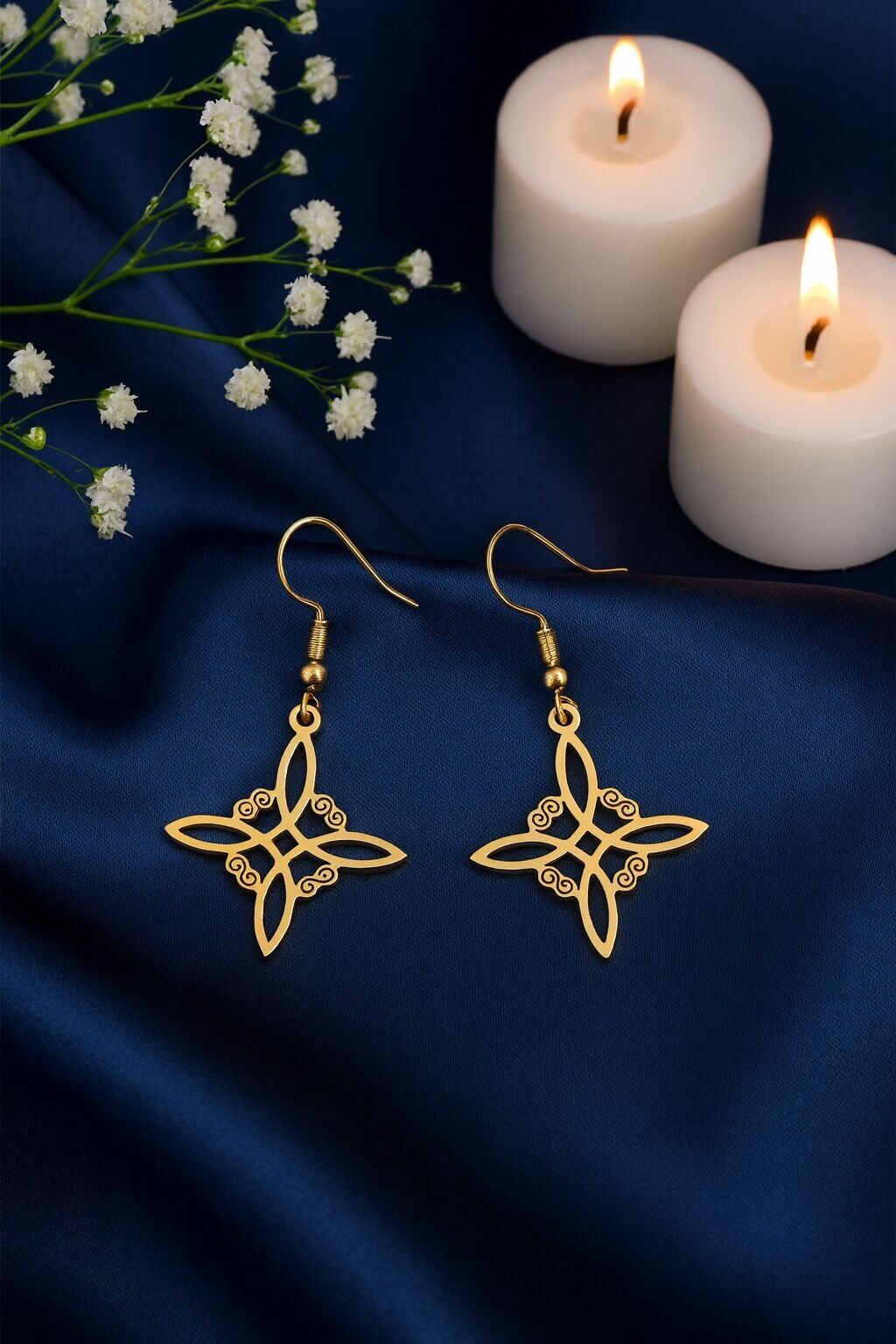 Witch's knot earrings, steel earrings