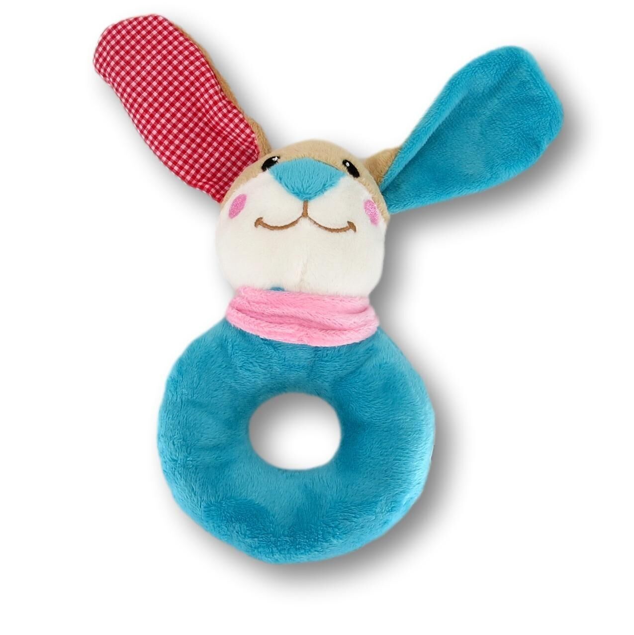 Rabbit teether with rattle - plush toy - cuddly toy - stuffed animal