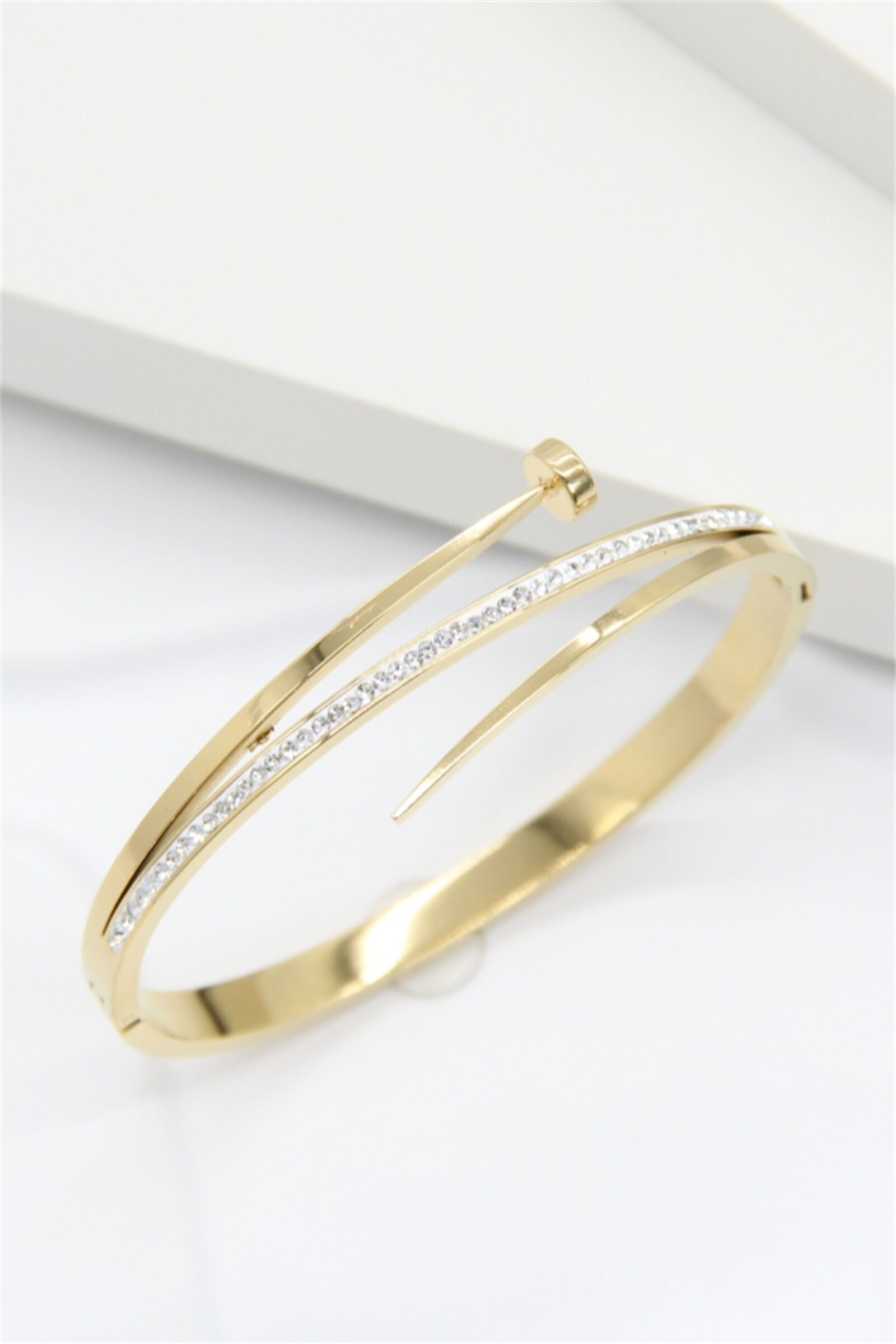 Starres Damen-Armband mit Strasssteinen – Gold/Silber Edelstahl mit funkelnden Strasssteinen