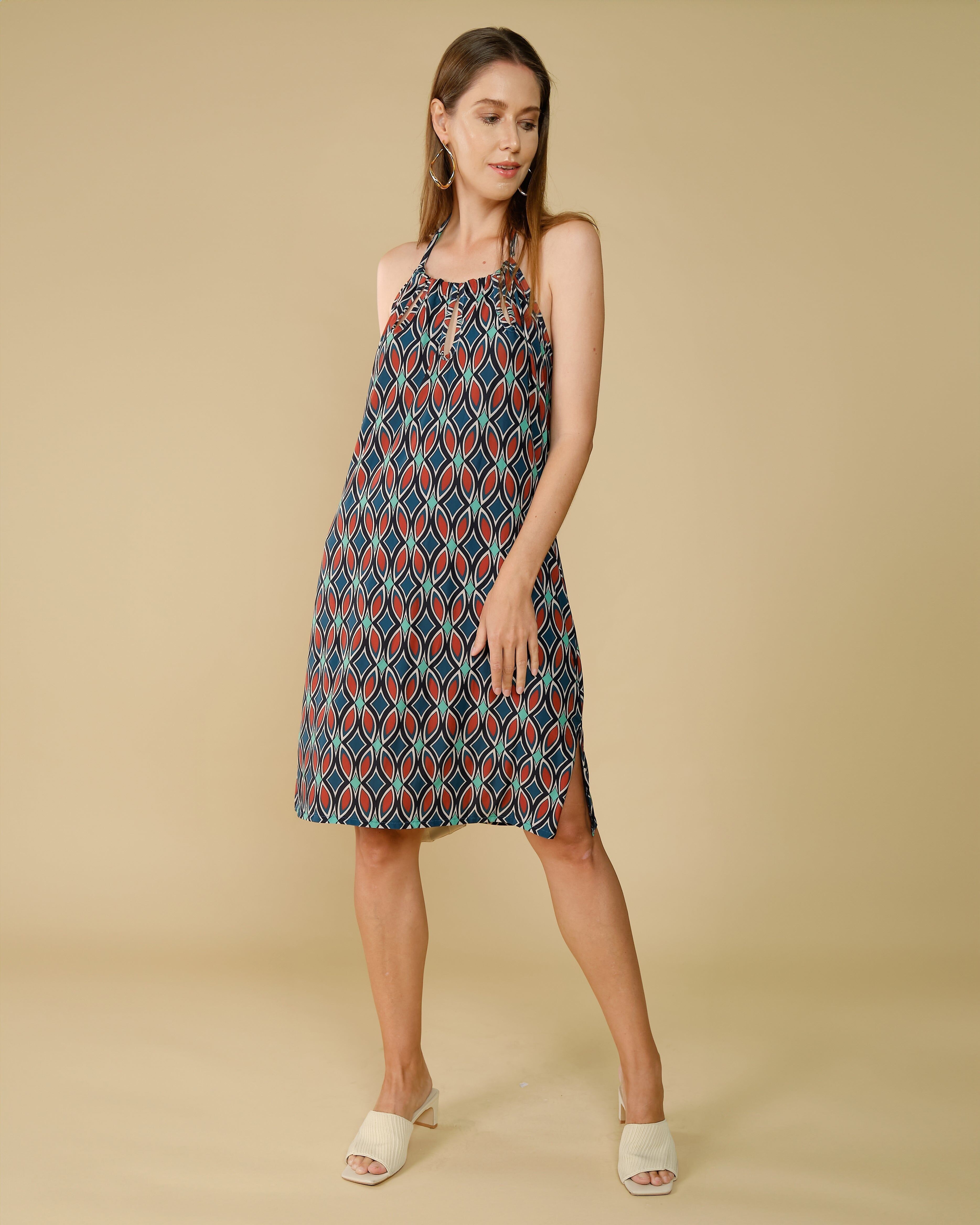 Robe courte dos nu imprimé Mimi - Akara