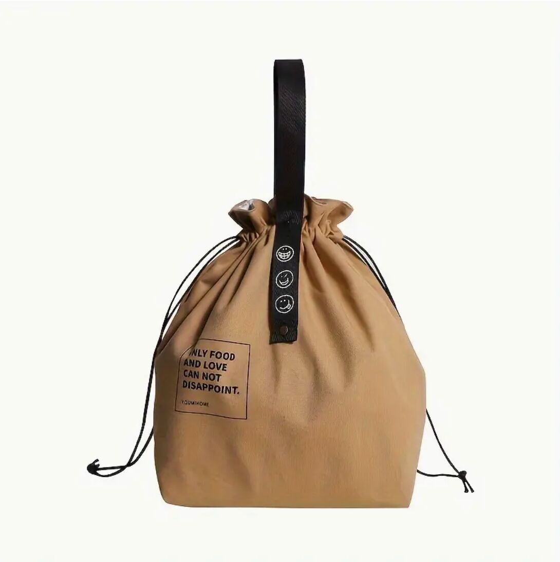 Canvas Lunch Bag with Drawstring Closure And Insulated Interior