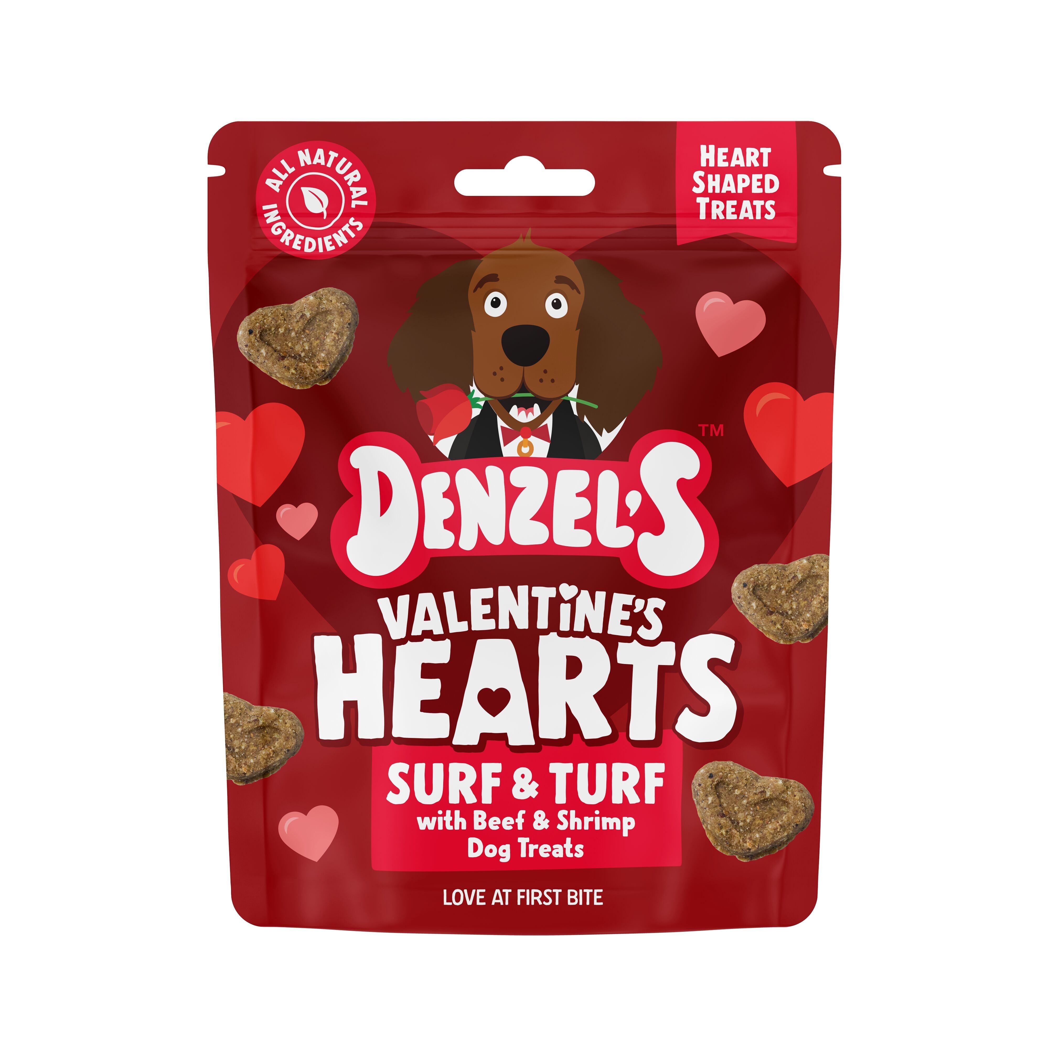 Cœurs de la Saint-Valentin de Denzel - Friandises pour chiens Surf & Turf (90 g)