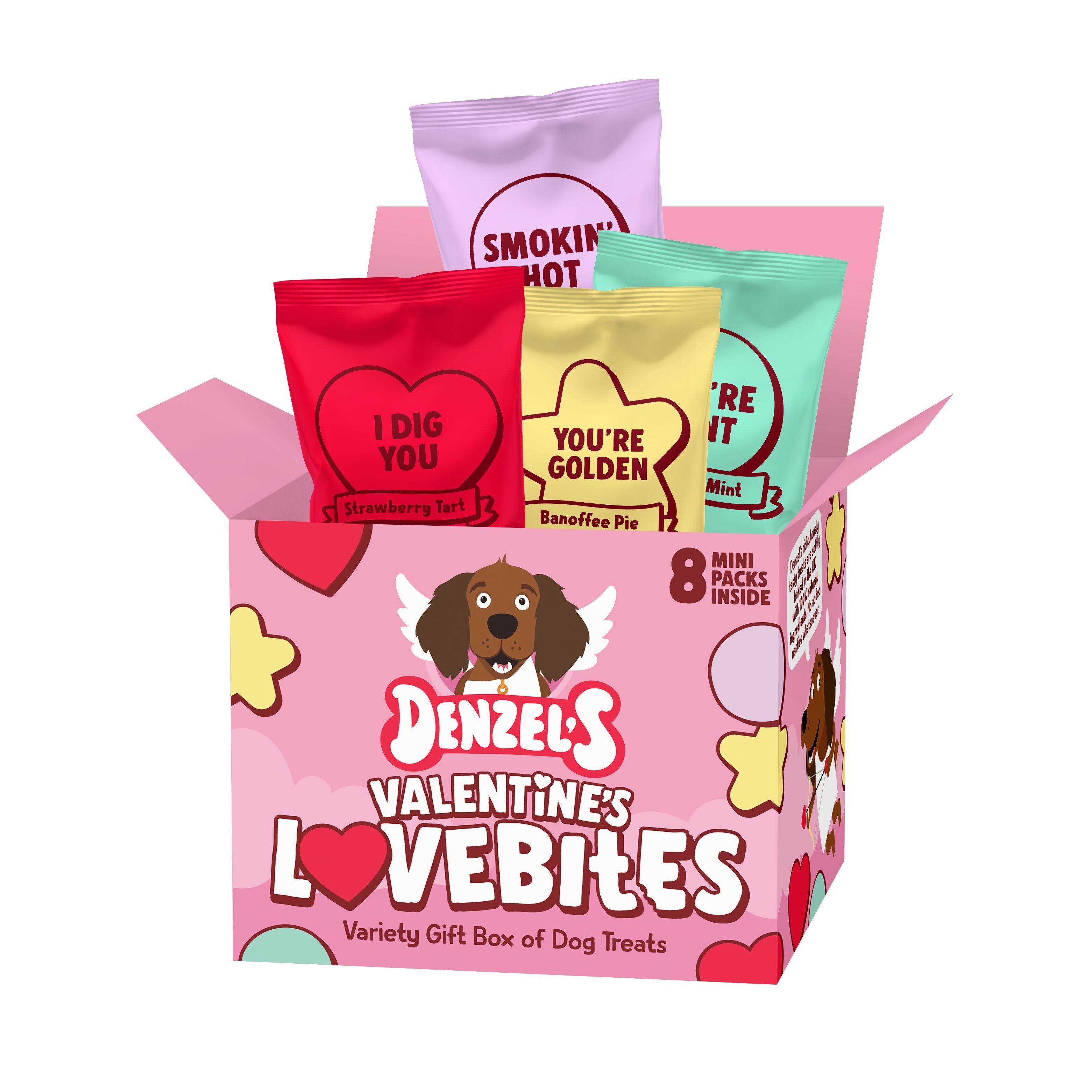 Denzel's Valentine's Lovebites Geschenkbox für Hunde (4er-Packung)