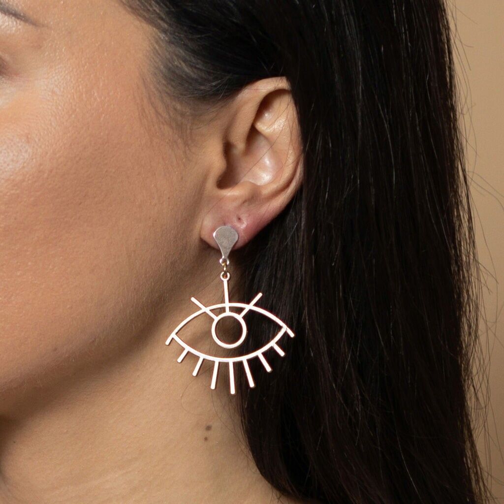 Kaya – Big Evil Eye charm on Gold plated Silver studs