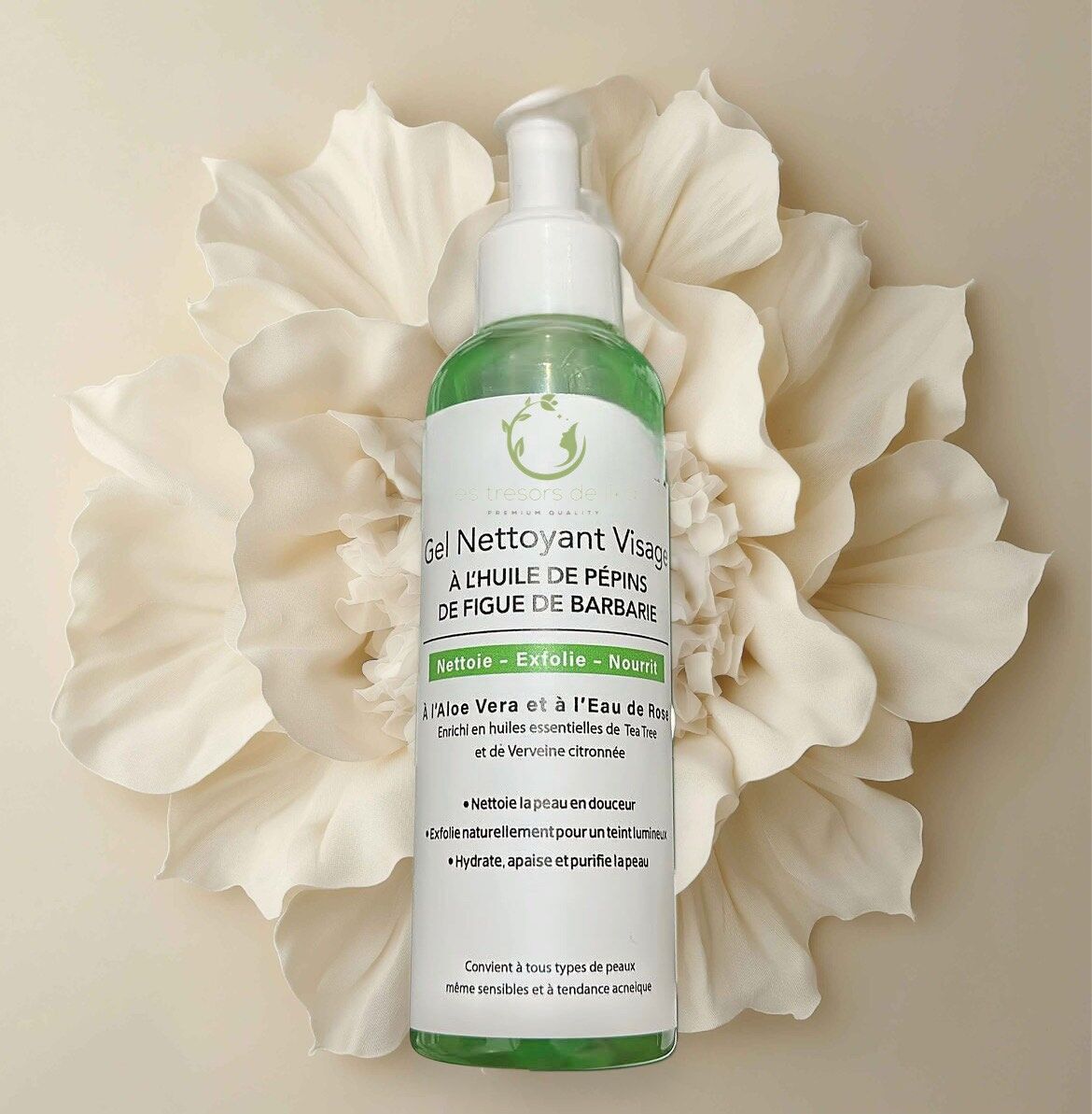 Gel detergente viso con olio di semi di fico d'India