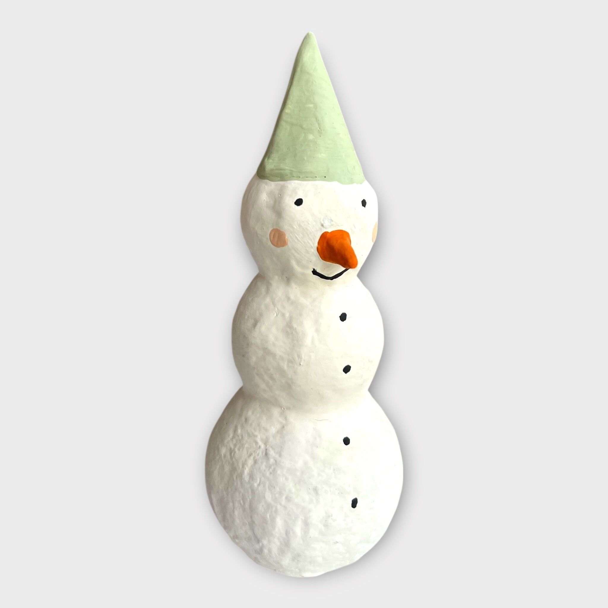 Bonhomme de neige, chapeau vert menthe