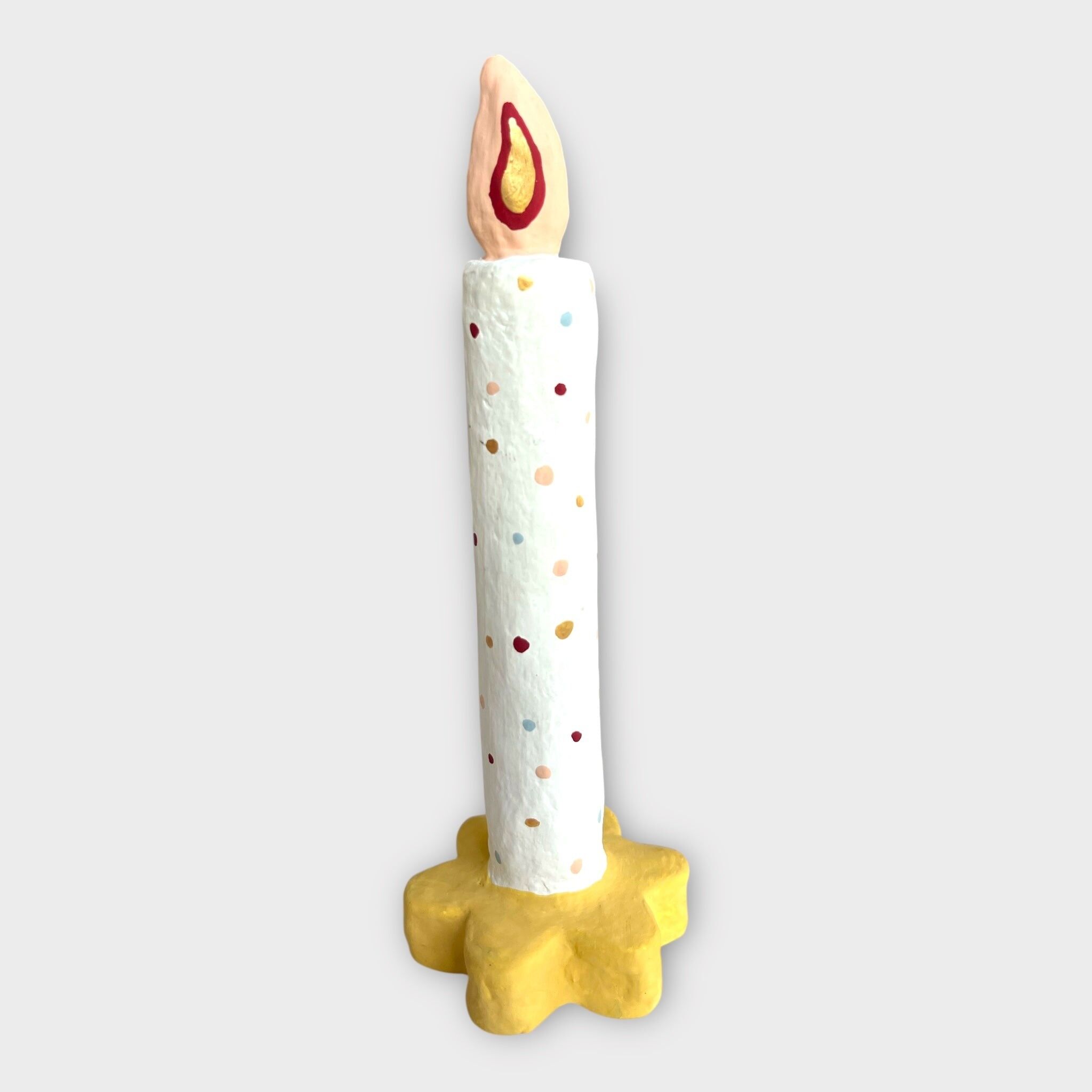 Bougie à pois, jaune moutarde