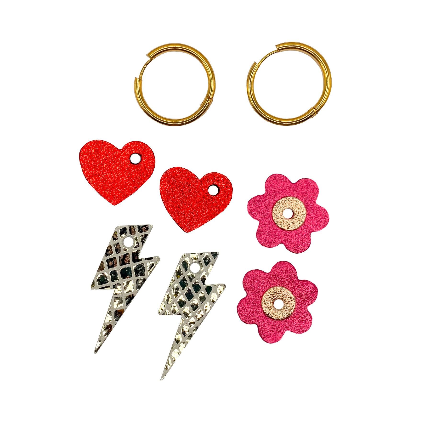 Pendientes criollos de cuero intercambiables en 3 colores - el amante