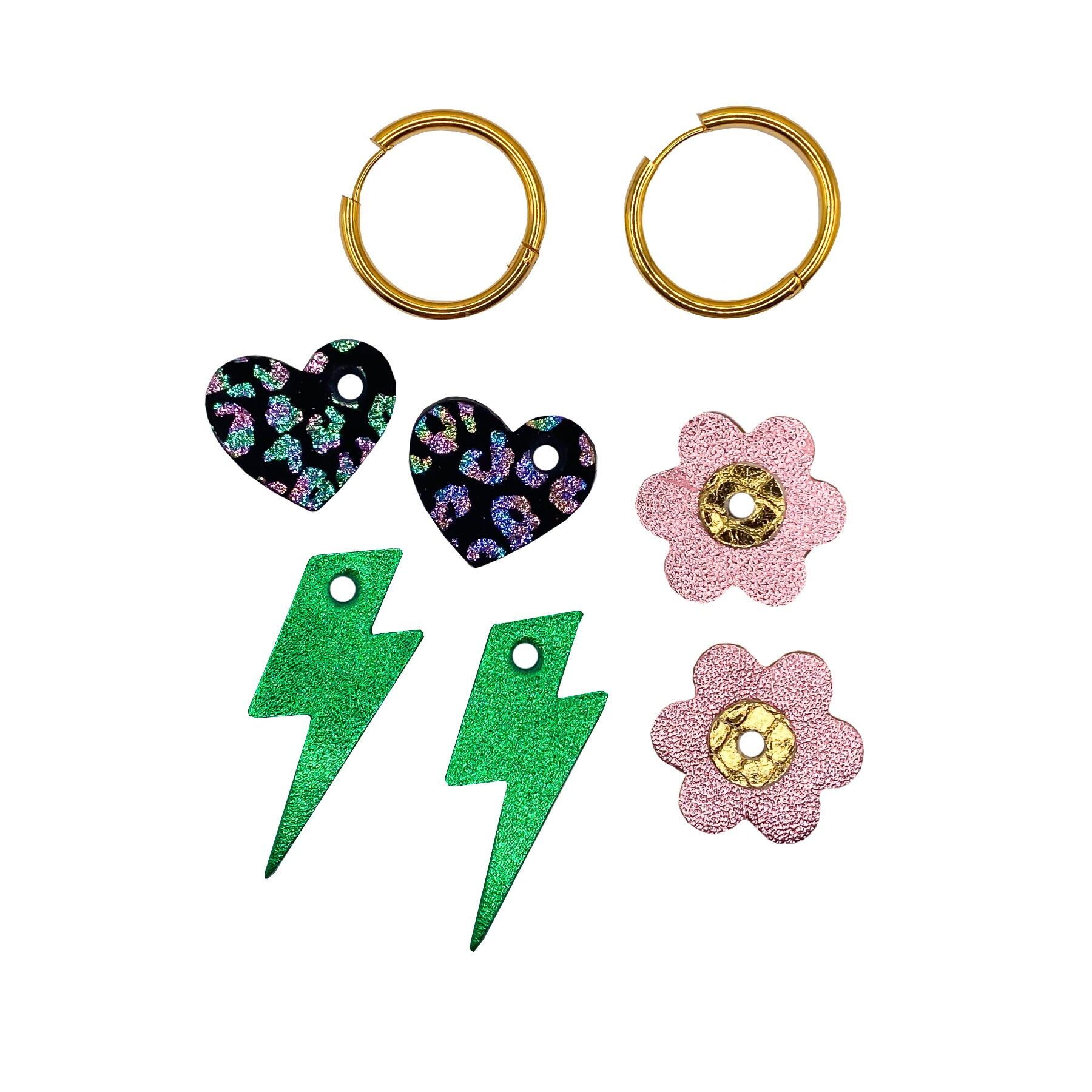 Box Creoles in pelle intercambiabile, 3 colori - la gioia