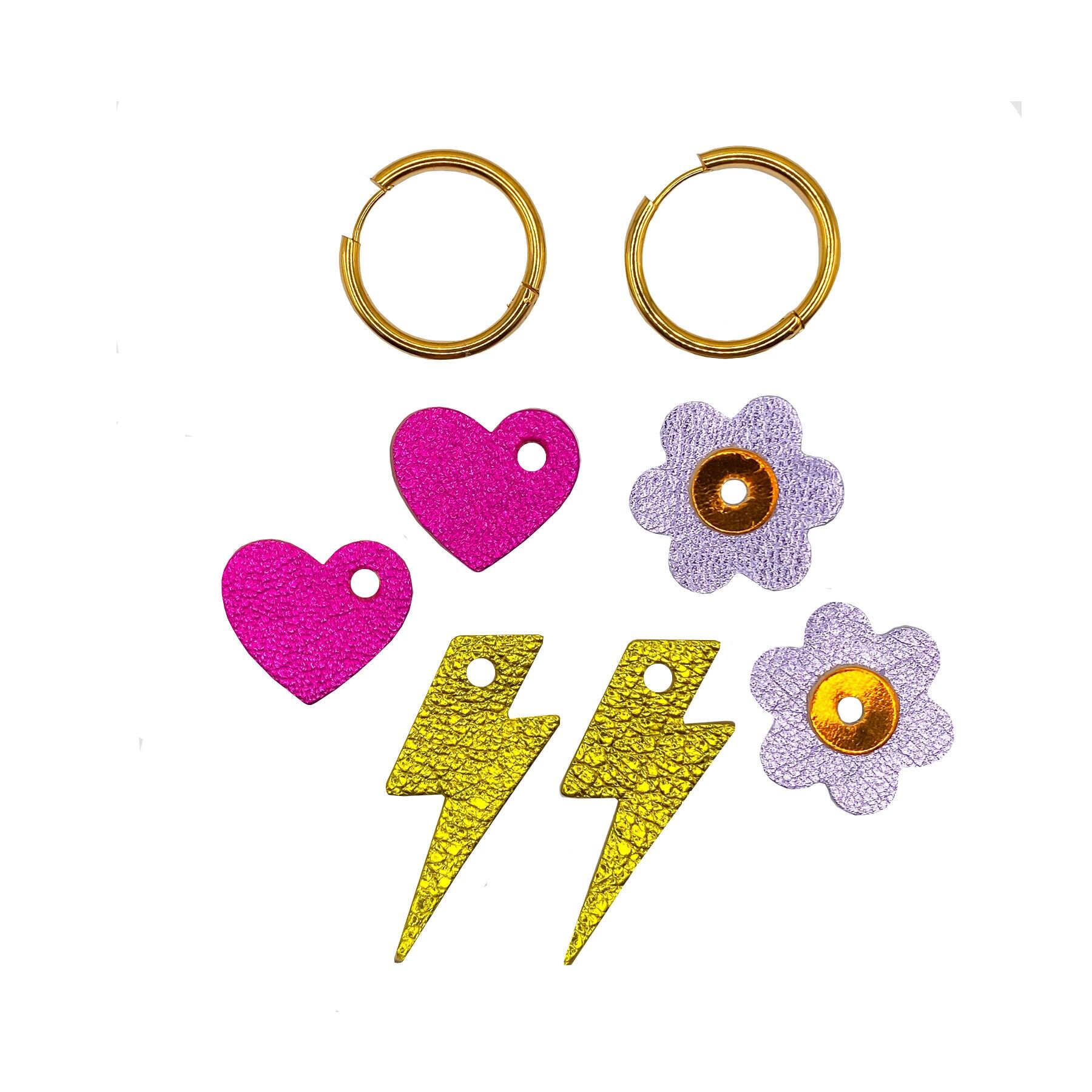 Creole a scatola in pelle intercambiabile, 3 colori - quello primaverile