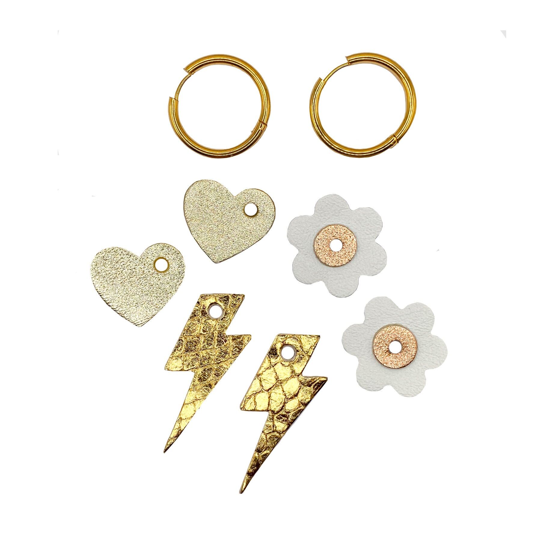 Box Creoles in pelle intercambiabile, 3 colori - il dorato