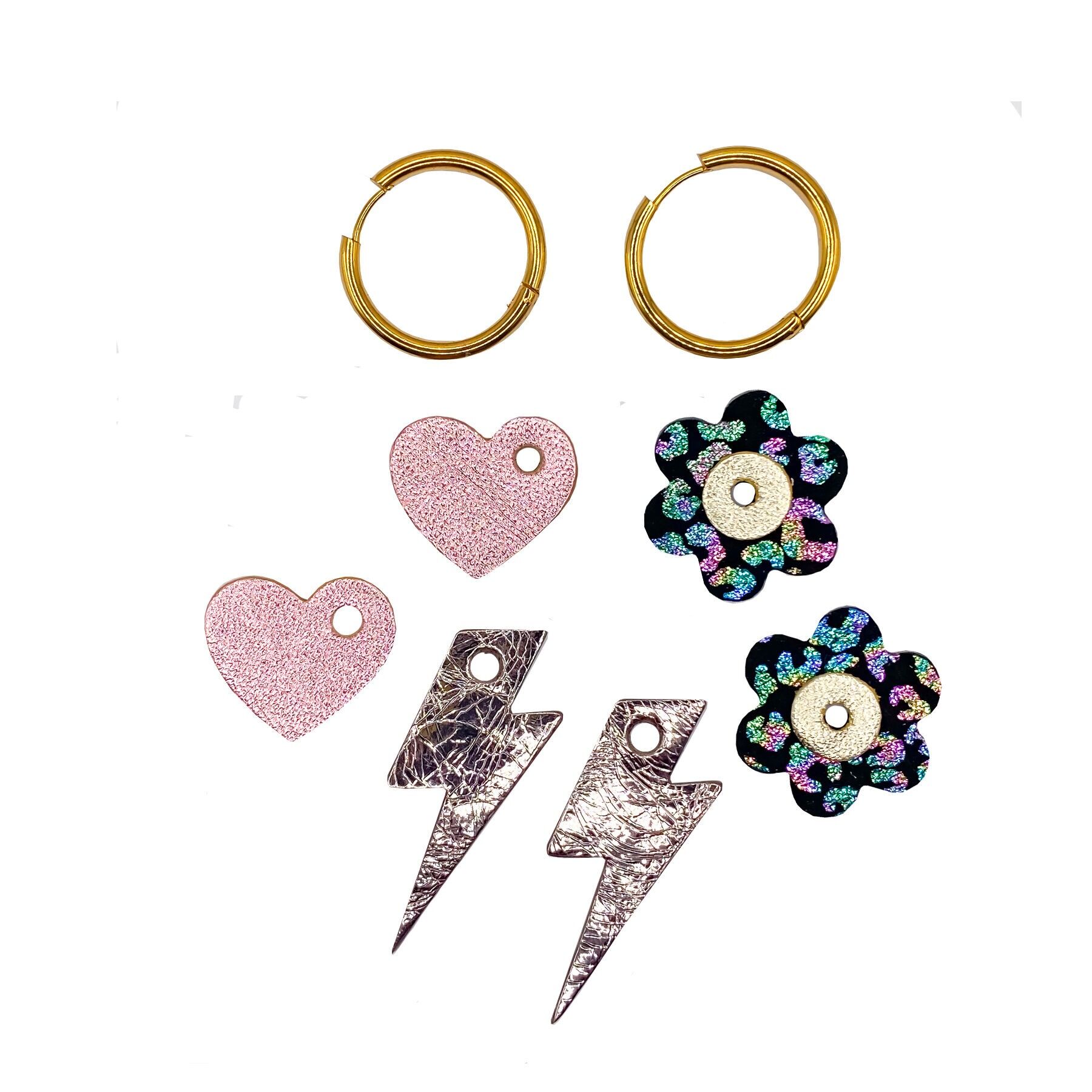 Orecchini creoli in pelle intercambiabili in 3 colori - I delicati