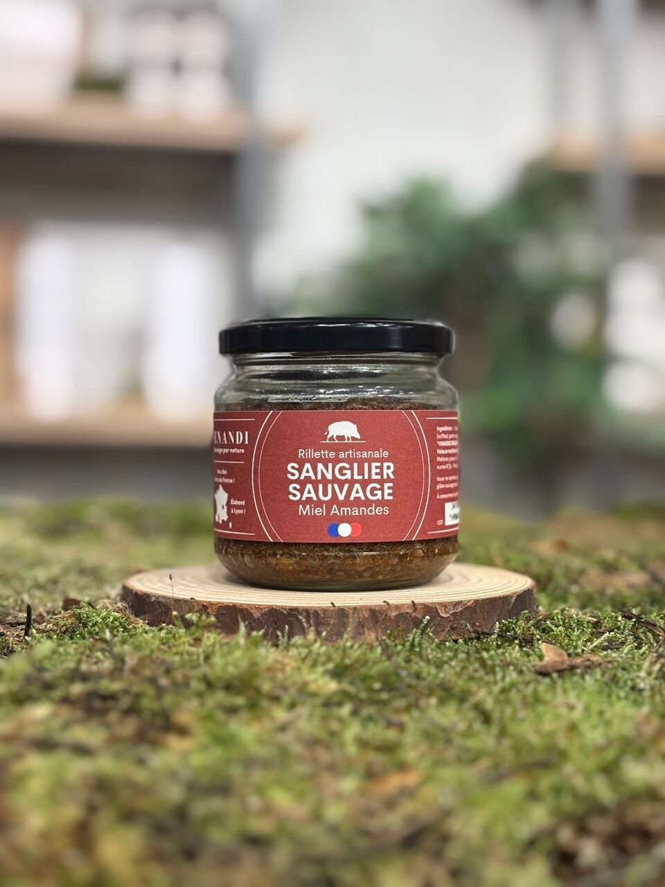 Rillettes de jabalí, 100% francesas, con miel y almendras (100 g)