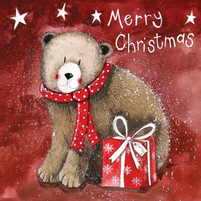 Merry Christmas Bear Christmas Card Pack (Pack of 5 cards)