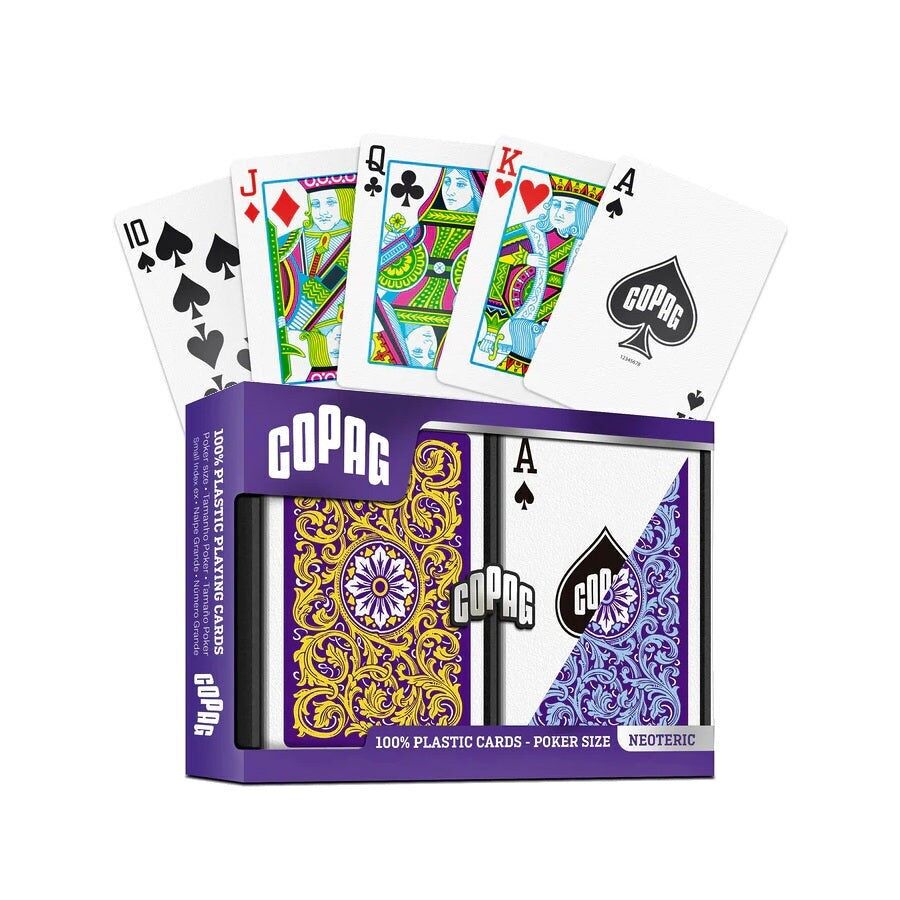Neoteric Poker Regular Index Double Deck (Viola/Blu/Giallo) Copag