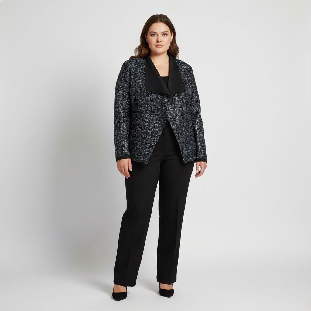 Veste grande taille en suedine imprimé bleu (C6126)