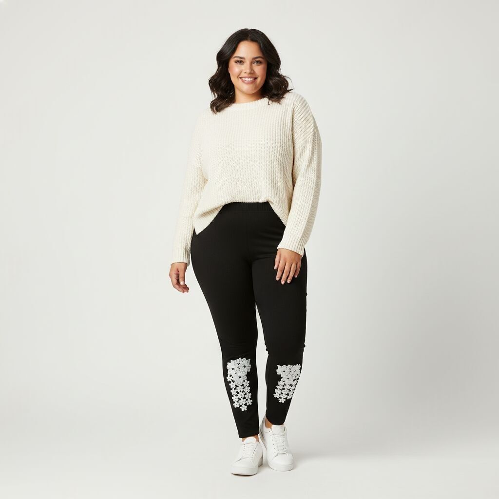Legging grande taille avec broderie (B170)