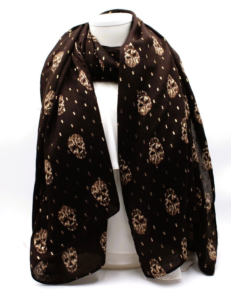 Echarpe tête de mort lurex doré