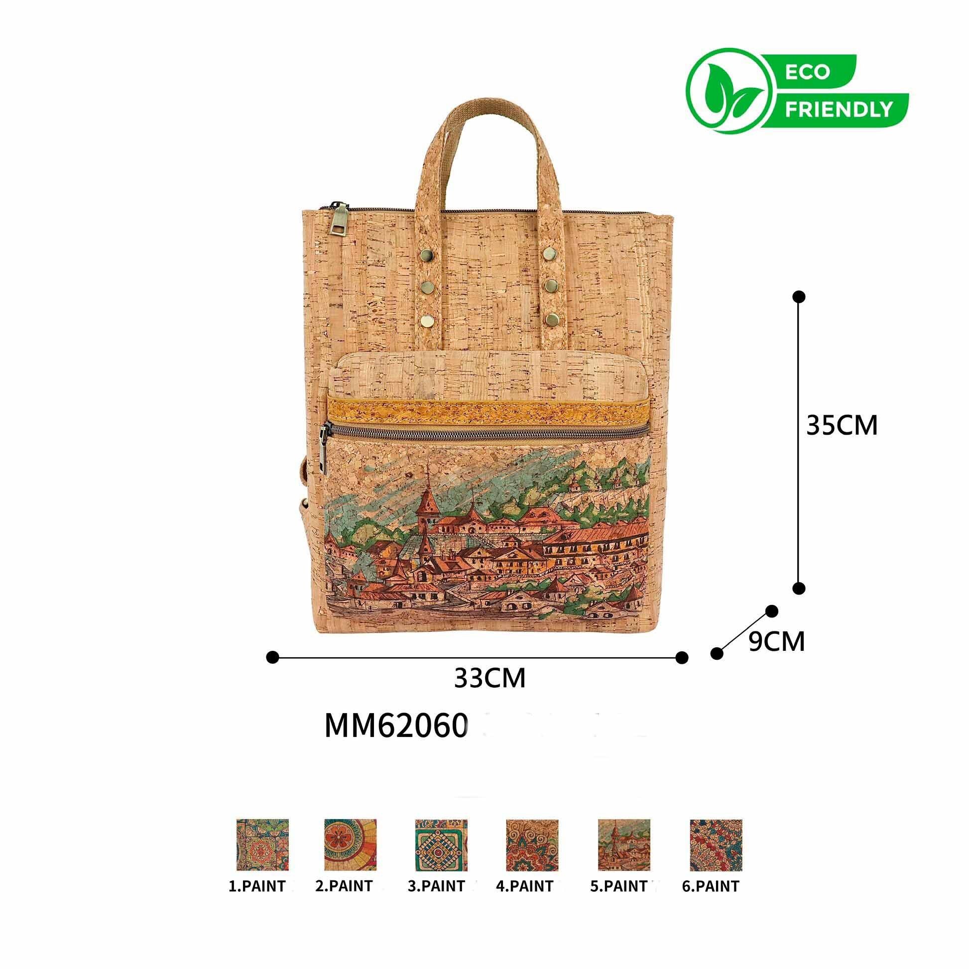 Zaino in sughero ecologico per donna con borchie