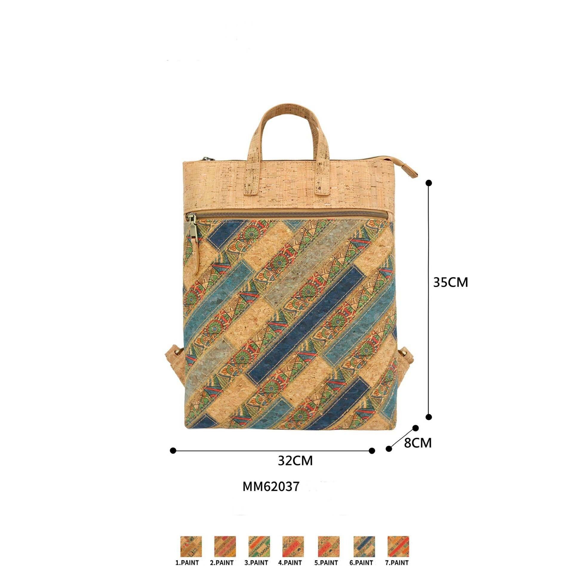 Zaino allegro ed ecologico in sughero con tasca frontale