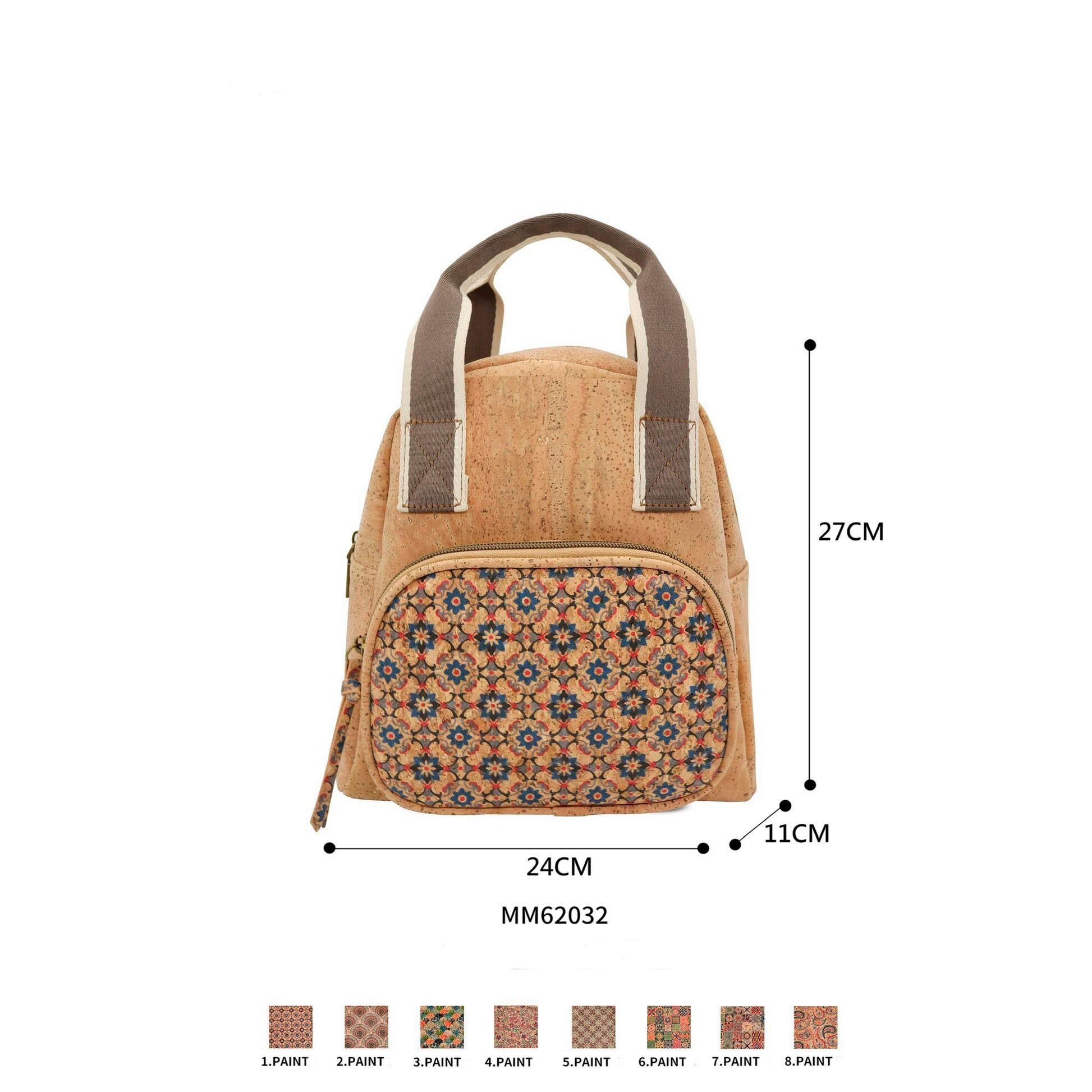 Zaino in sughero da donna con tasca frontale