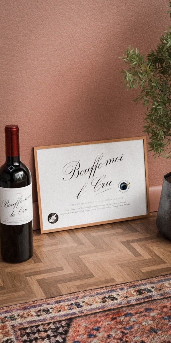 Affiche vin humoristique – Bouffe-moi l’Cru