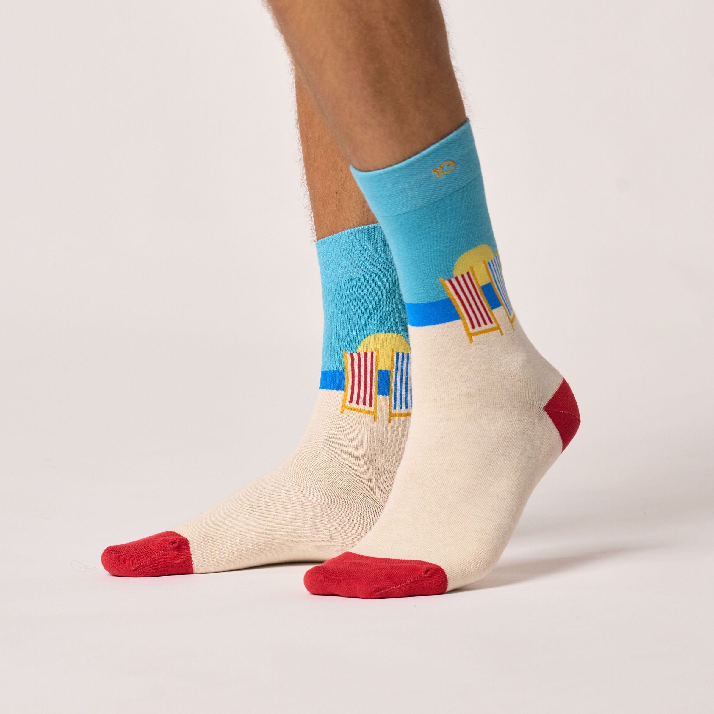 Patterned combed cotton socks - Deckchair