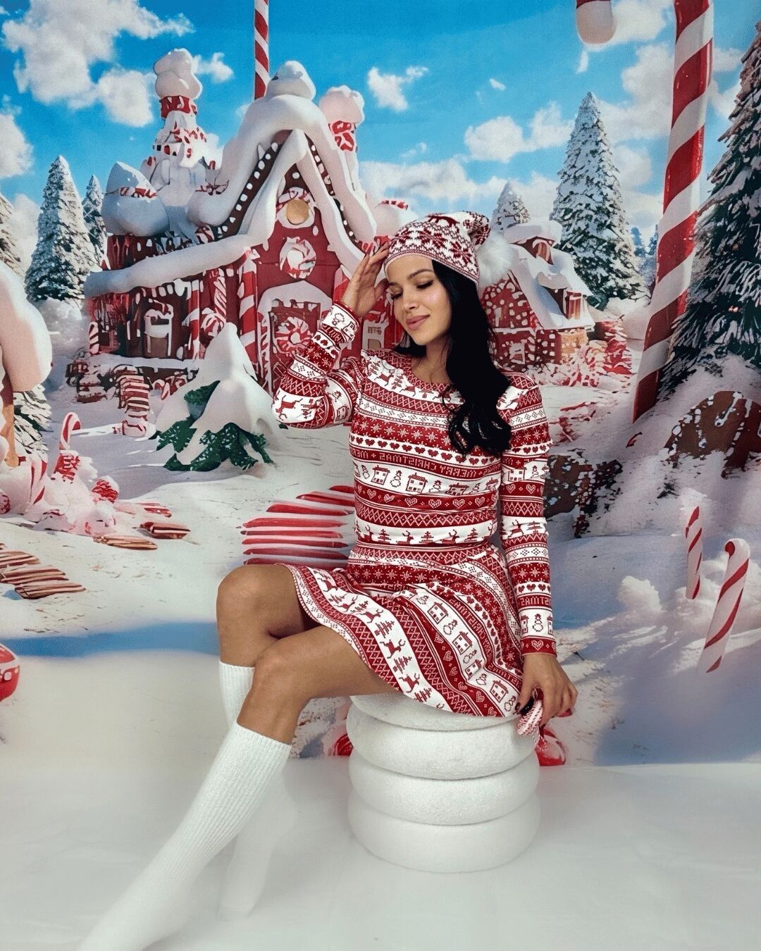 Conjunto de ropa de estar por casa navideña de terciopelo -LOUI.