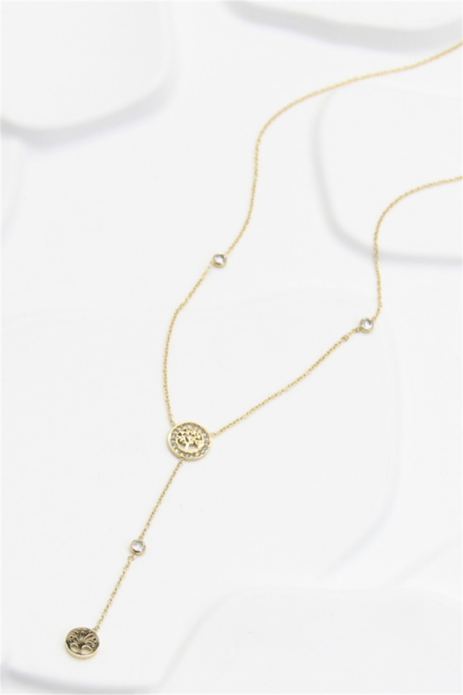 Y-Shaped “Tree of Life” Necklace – Symbolic Elegance in Gold-Plated Stainless Steel