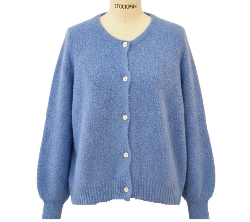 Gilet in maglia di mohair per bambini con maniche lunghe - Blu denim