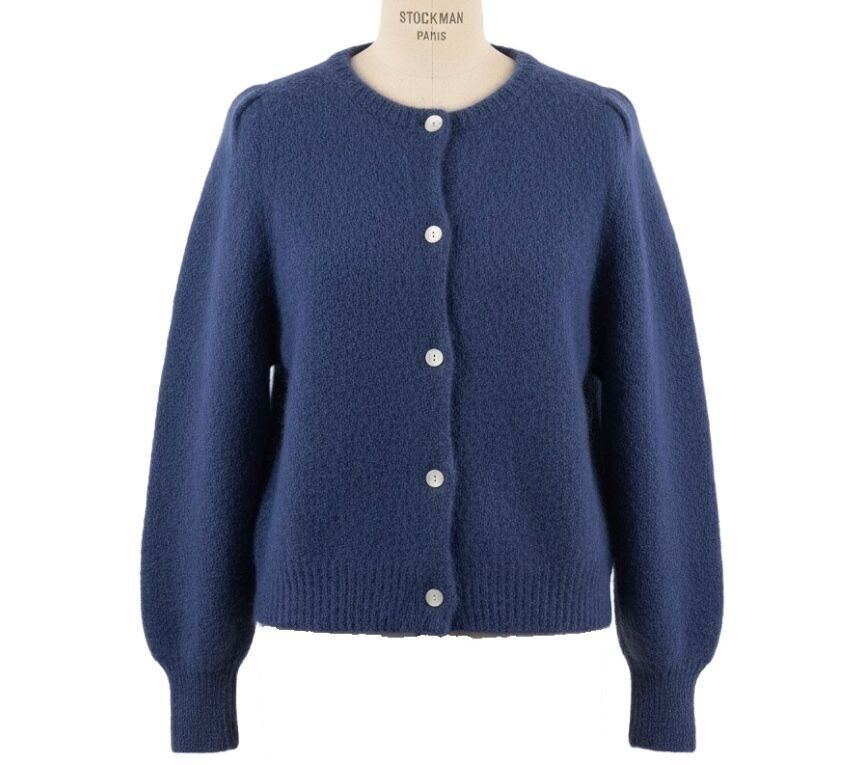 Gilet in maglia di mohair per bambini con maniche lunghe - Blu scuro