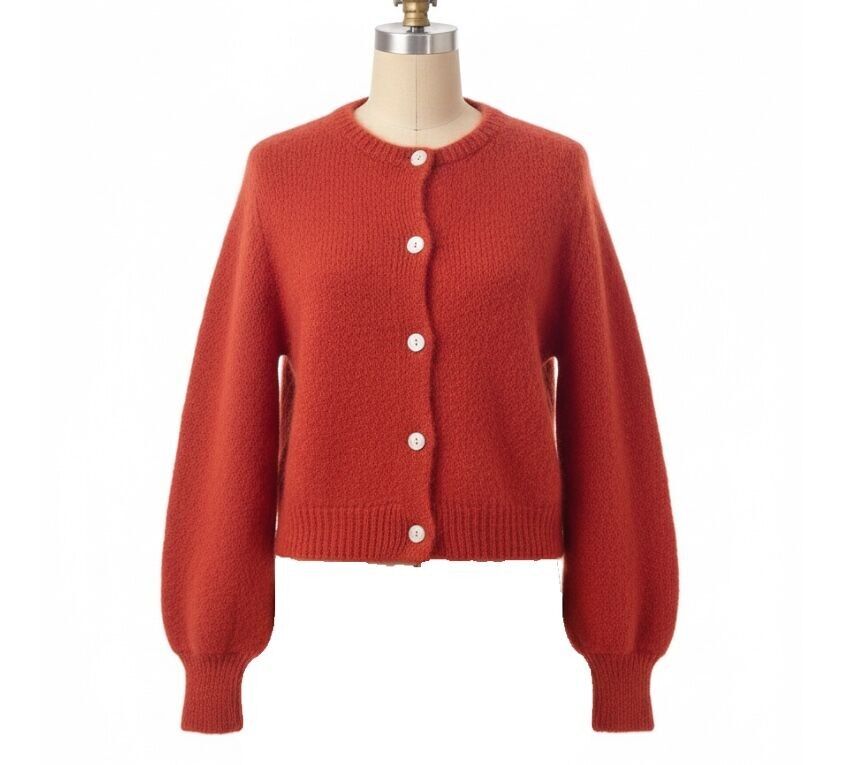 Gilet in maglia di mohair per bambini a maniche lunghe - Arancione scuro
