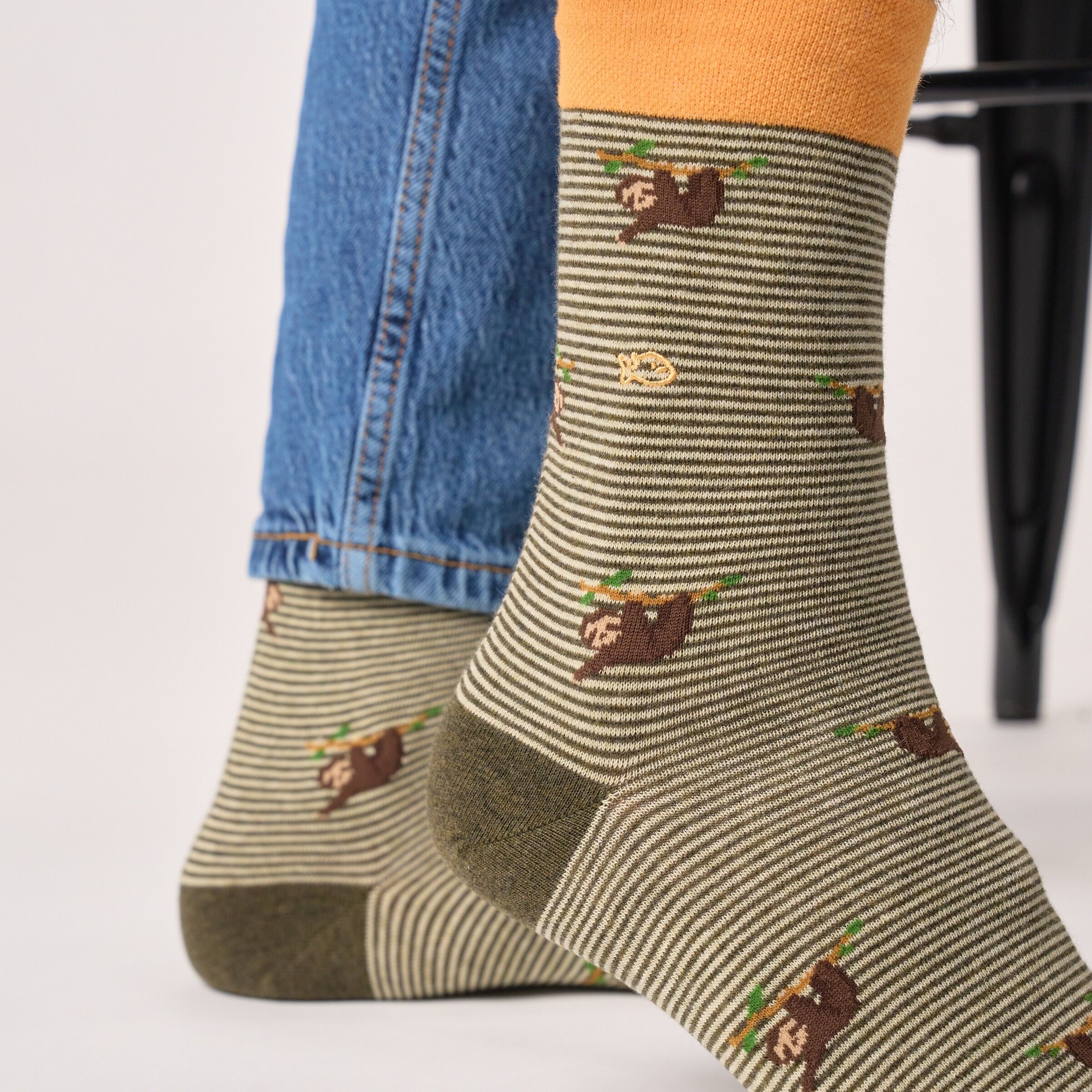 Animal combed cotton socks - Sloth