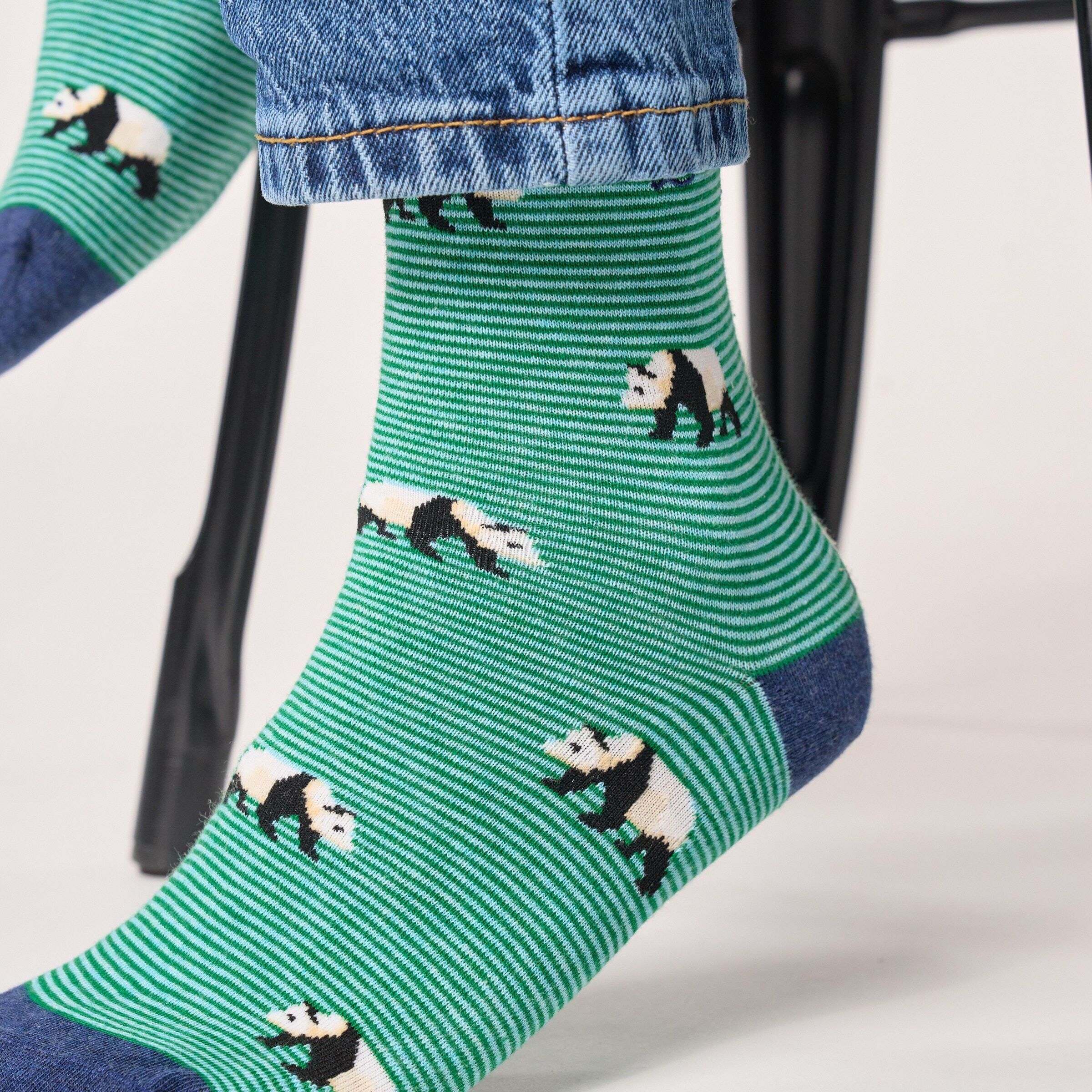 Combed cotton animal socks - White panda