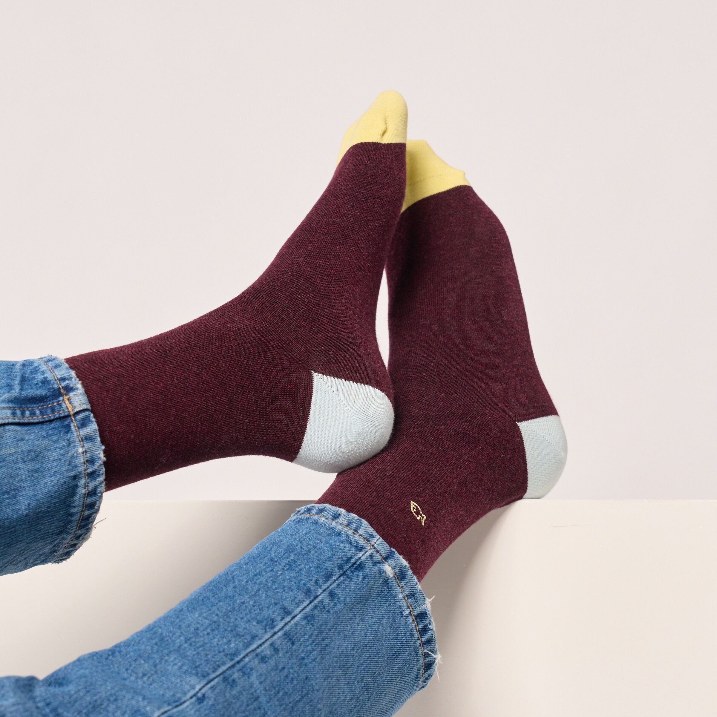 Plain Combed Cotton Socks - Heathered Bordeaux