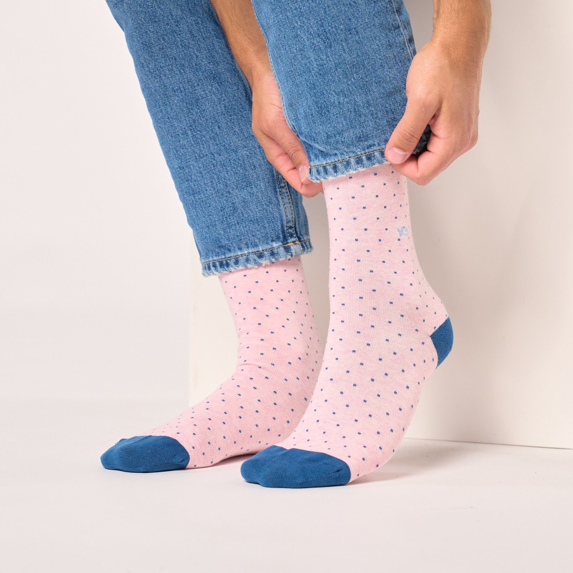 Square combed cotton socks - Pink